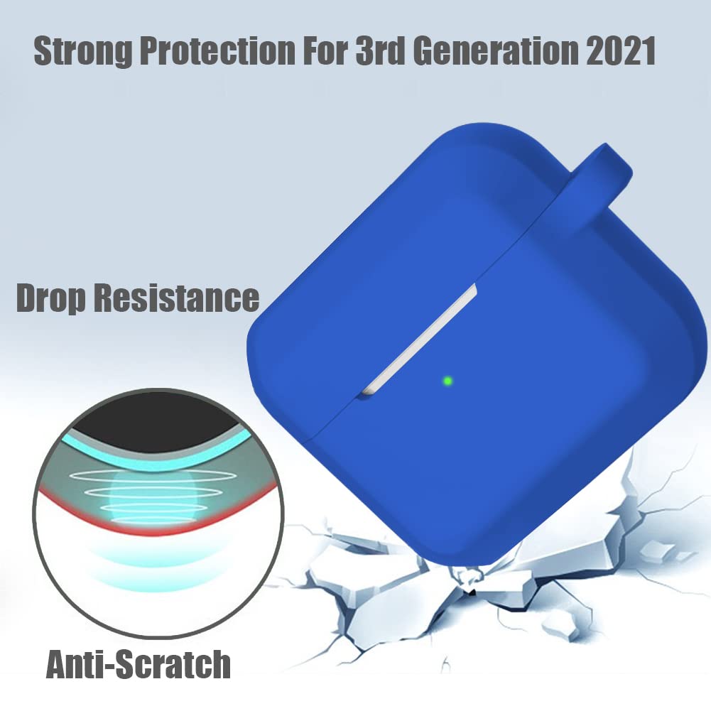 YINVA Protective Silicone Case with Ear Hooks for Apple AirPods 3 (3rd Generation 2021) - Blue | Secure Fit, Anti-Slip Design | Perfect for Running, Workouts & Outdoor Activities