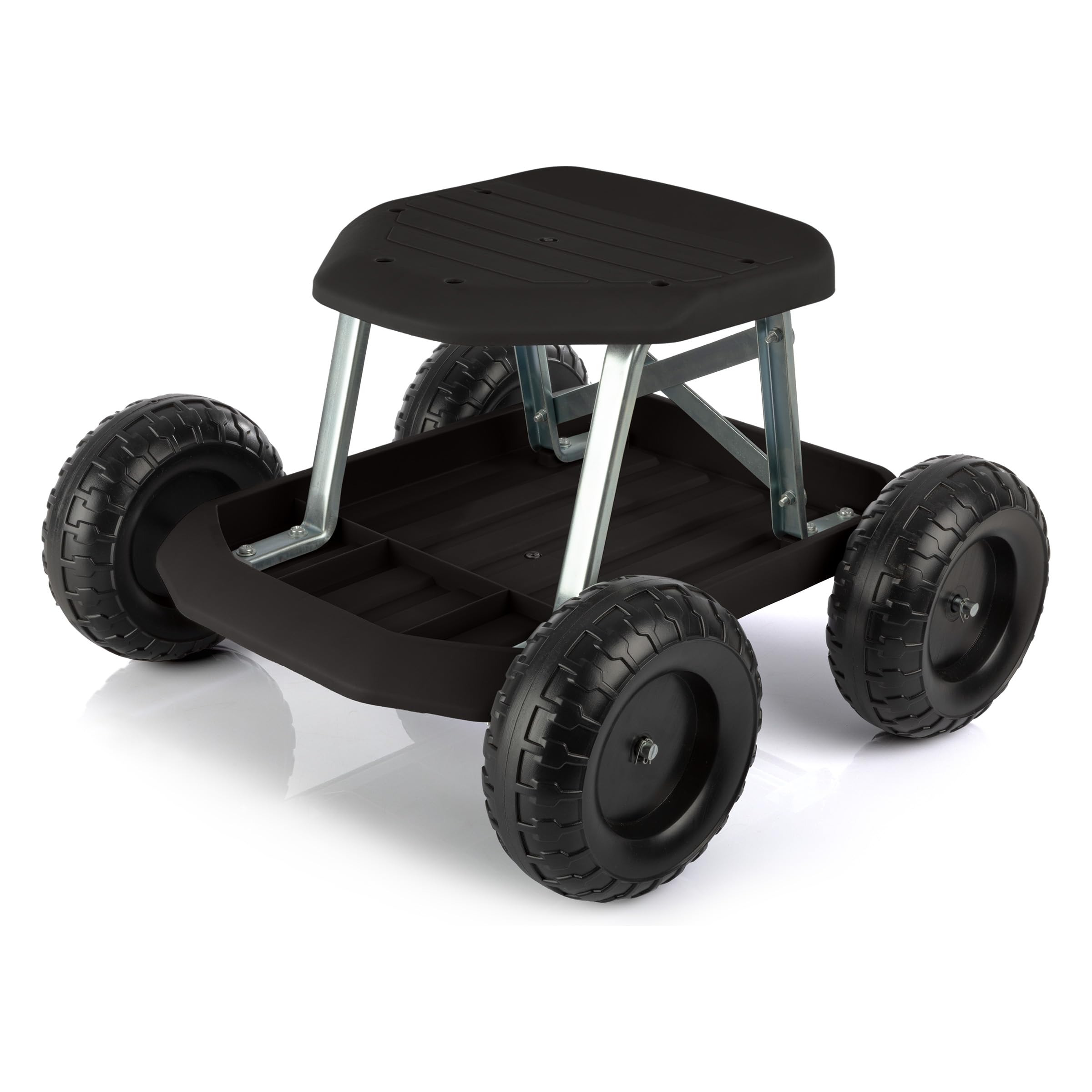 **Pure Garden Rolling Garden Stool with Wheels & Storage Tool Tray - Adjustable Gardening Seat Cart for Outdoor Planting, Weeding & Yard Work - Black**    *(Perfect for Seniors, Gardeners & DIY Enthusiasts - Comfortable & Portable for Backyard, Lawn & Greenhouse Use)*