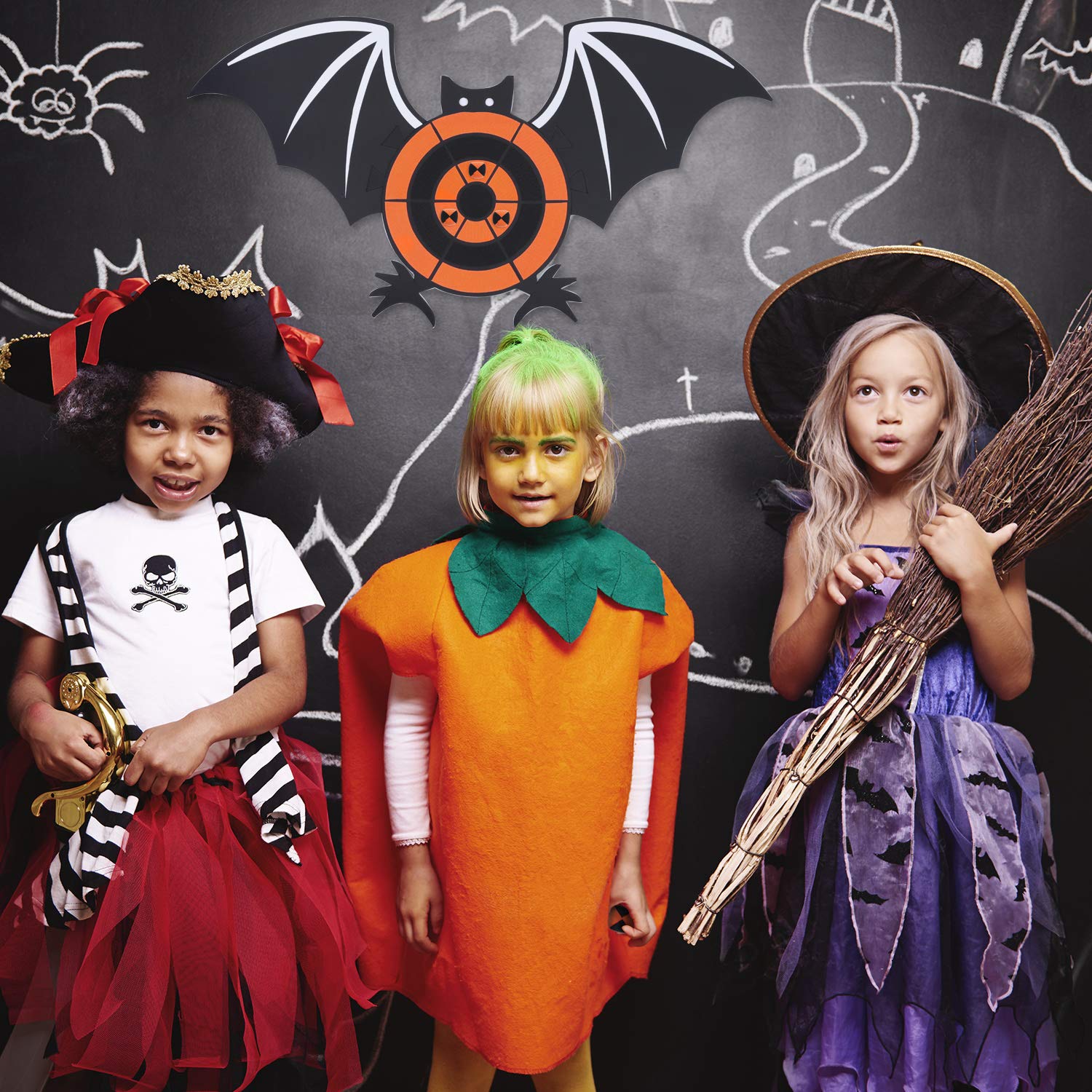 Halloween Bat Dart Board Set with 6 Sticky Balls - Spliceable Dartboard Game Kit for Kids & Adults - Perfect for Halloween Party Games, Indoor Family Fun, and Birthday Party Activities