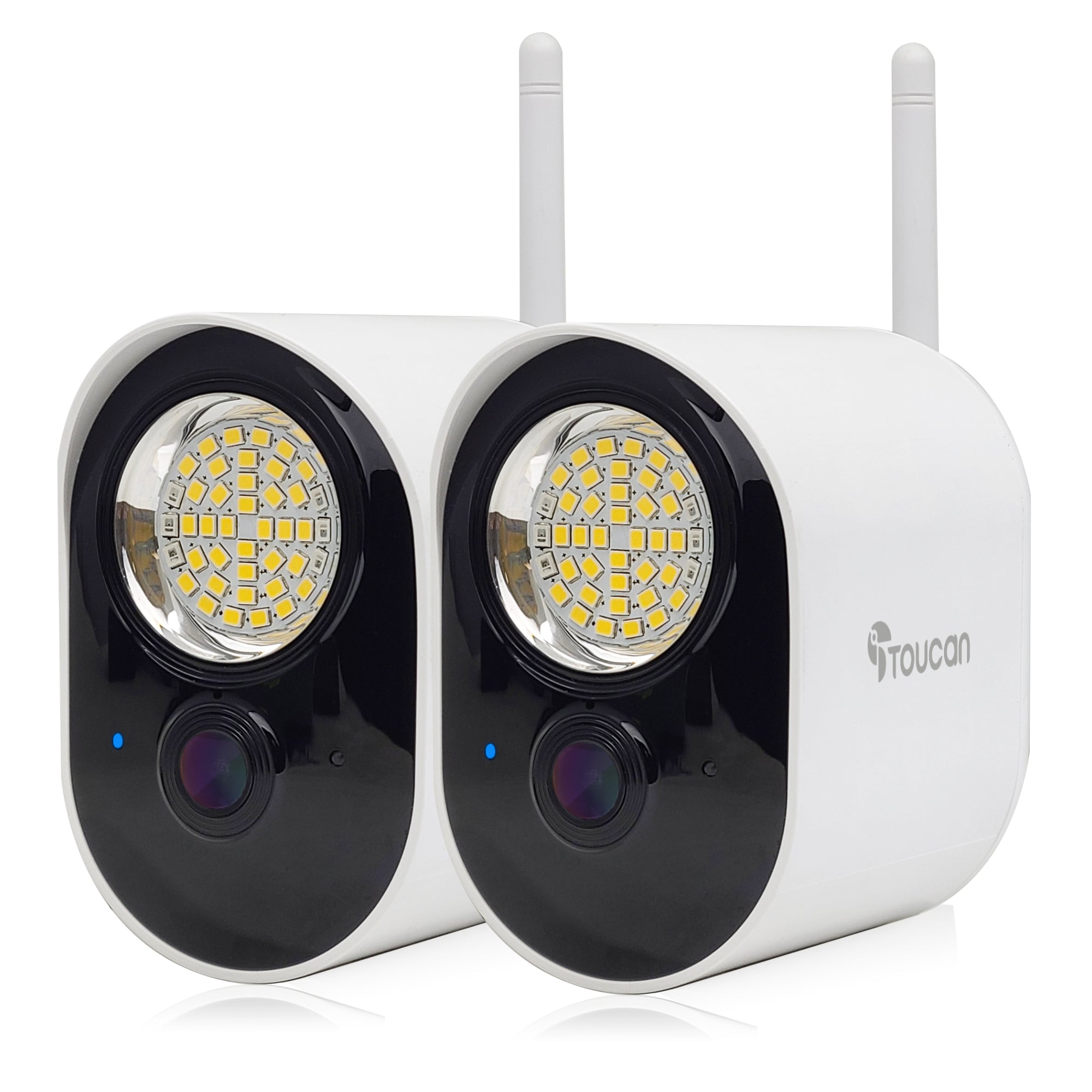 Toucan Security Floodlight Camera 2 Pack - Outdoor Wireless HD Security Cameras with Motion Detection & Night Vision - Ideal for Home, Garage, and Backyard Surveillance