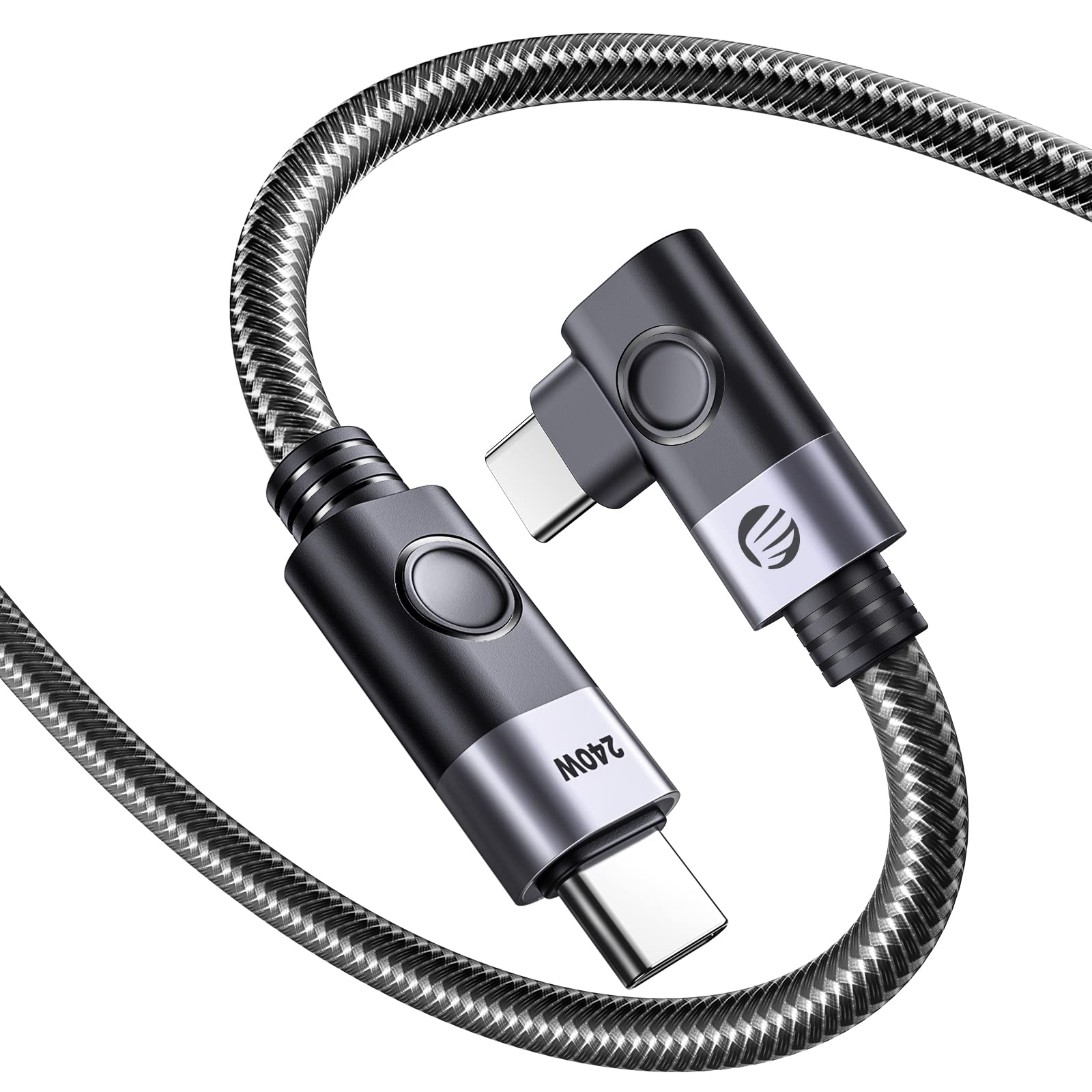 ORICO 240W USB C to USB C Right Angle Cable 1.5M - 40Gbps High Speed Data Transfer - Compatible with Dell, iPad Air 4, iPad Pro 2020, Pixel, Hubs & Docking Stations - Perfect for Office, Travel & Home Charging