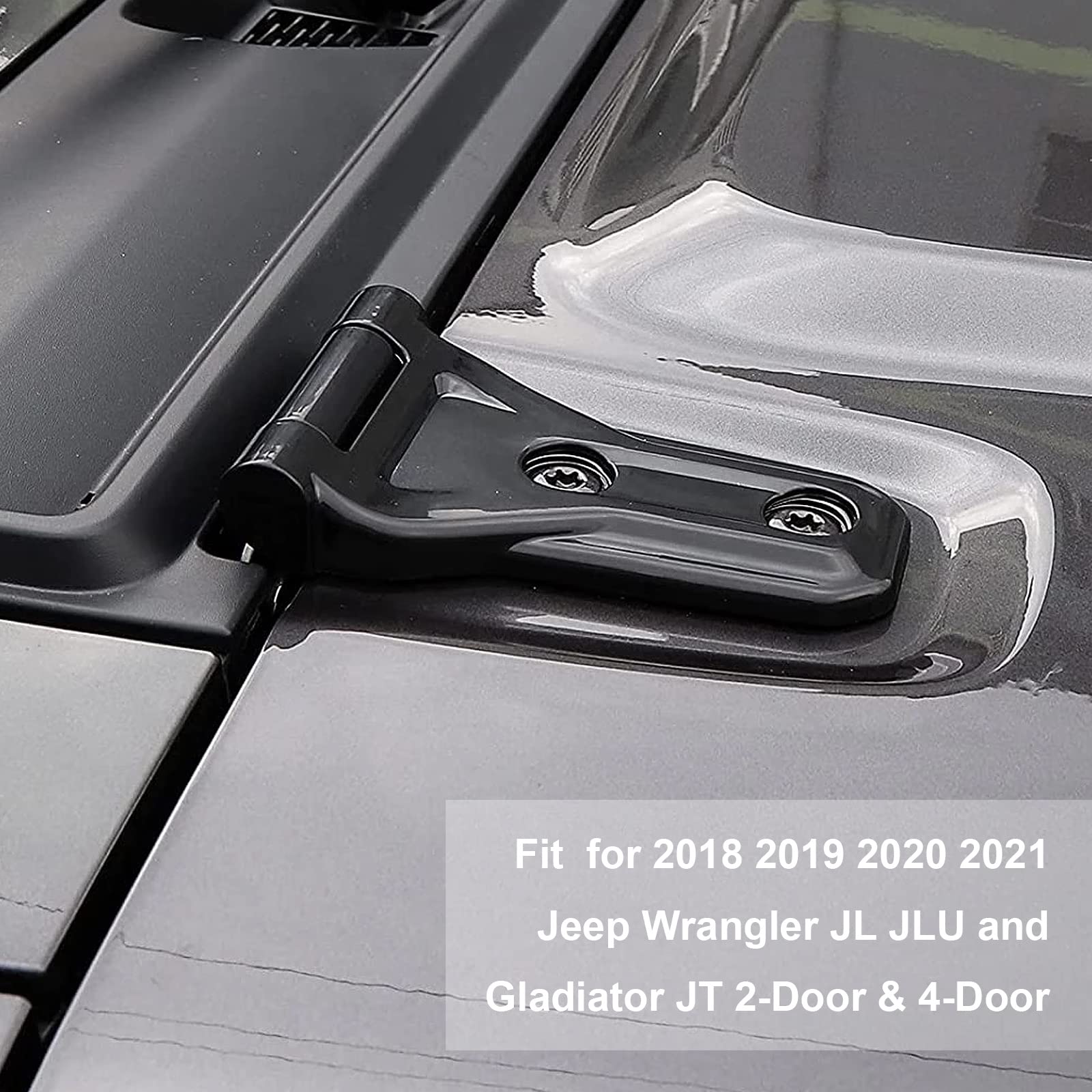 Jeep Wrangler JL & Gladiator JT Hood Hinge Cover Protector (2018-2021) - Black Car Engine Trim Accessories - Durable Protection Against Scratches & Rust for Off-Road Adventures