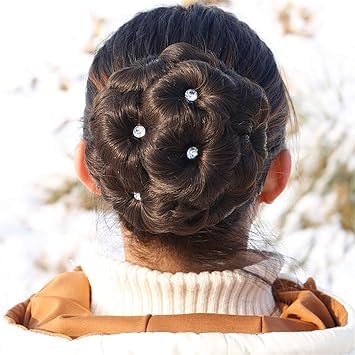 RUBELA Women's Hair Clutchers - Artificial Juda Hair Extensions for Bun & Updo Styling | Natural-Looking Stone Decorated Hair Accessories for Weddings, Parties & Special Occasions