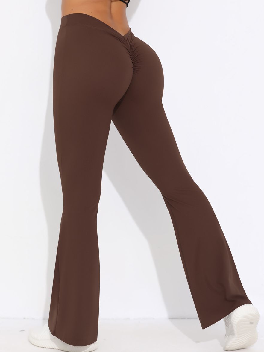 ZASUWA Women's V-Shaped Waist Scrunch Butt Lifting High Waisted Quick Dry Flare Leggings - Perfect for Yoga, Workout & Casual Wear
