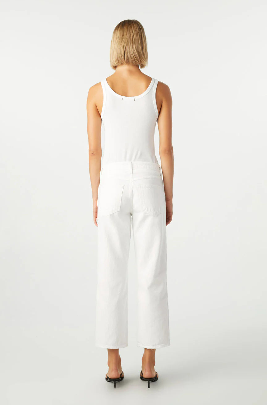 Billie Wide Straight Leg Crop Jeans for Women - Alabaster Wash | High Waist Distressed Denim | Perfect for Casual Outfits & Street Style