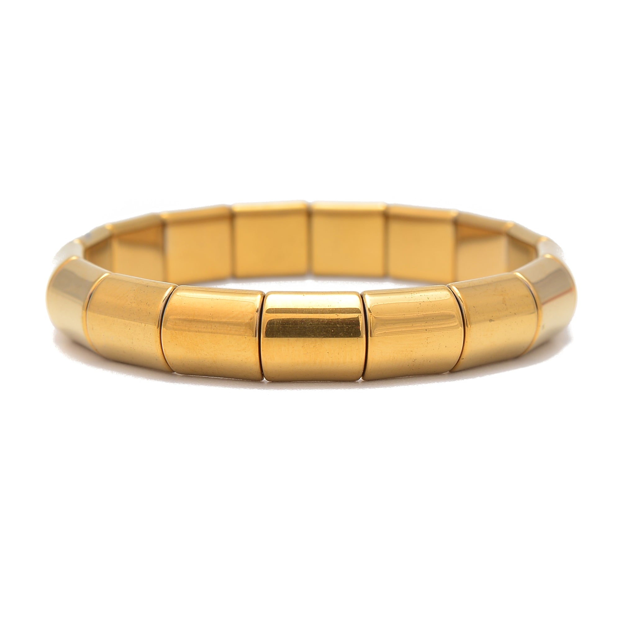 Gold Plated Hematite Double Drilled Bangle Bracelet Beads 10x12mm 7.5