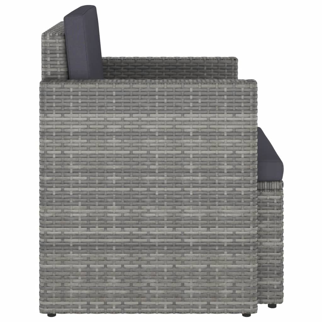 CHARMMA Patio Chair with Cushions - Gray Poly Rattan Outdoor Furniture for Garden, Poolside & Backyard Relaxation