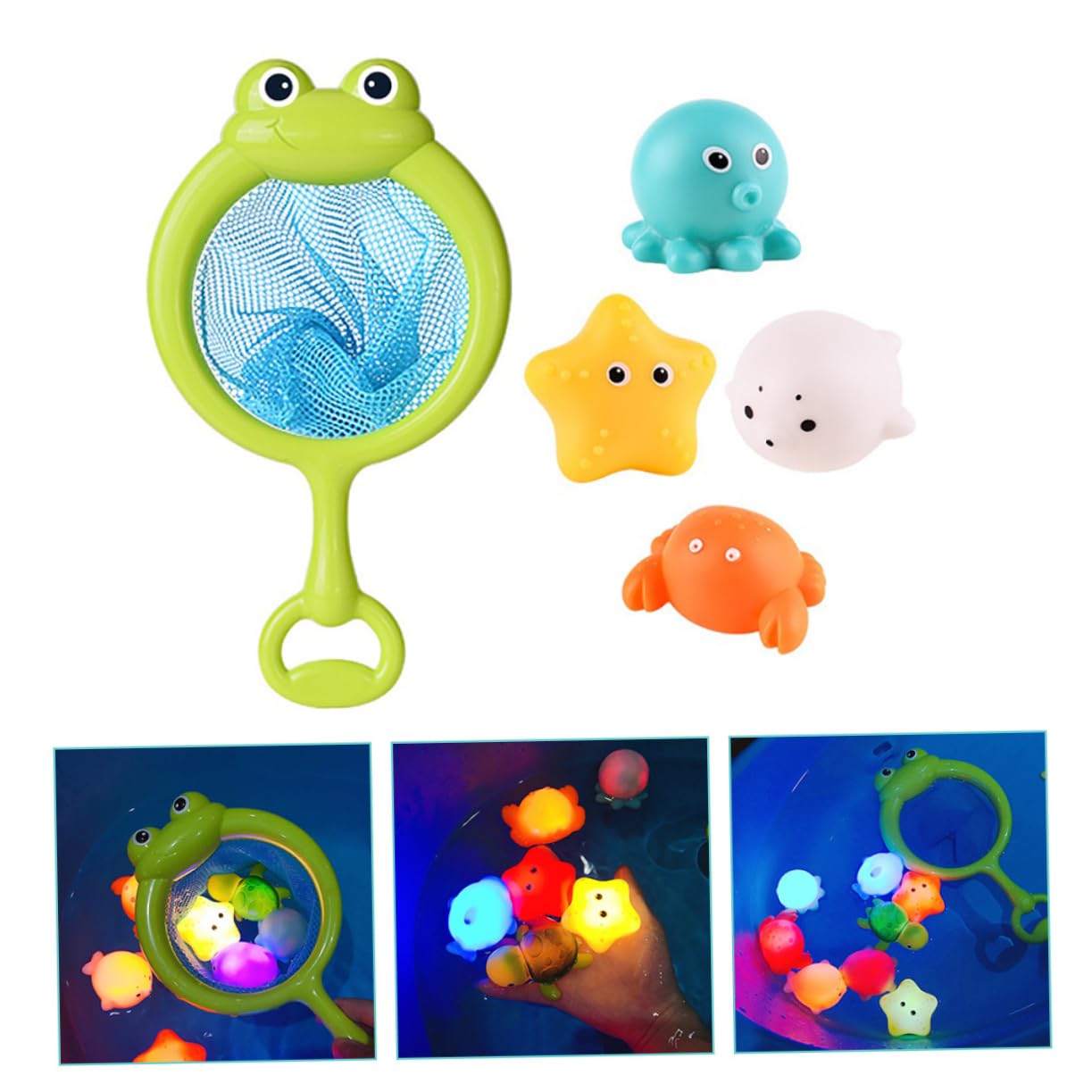 HEMOTON 5-Piece Fishing Net Toy Set - Artificial Fish Water Table & Pool Toys for Kids - Perfect for Outdoor Play, Beach, and Backyard Water Activities