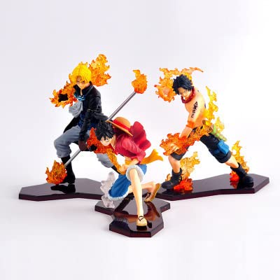 One Piece Anime Action Figures - Ace, Luffy & Sabo PVC Statue Set (2nd Generation Flame Attack Scene) | Collectible Character Model Toy for Anime Fans & Decor | Perfect for Display, Gifts, and Anime Collections