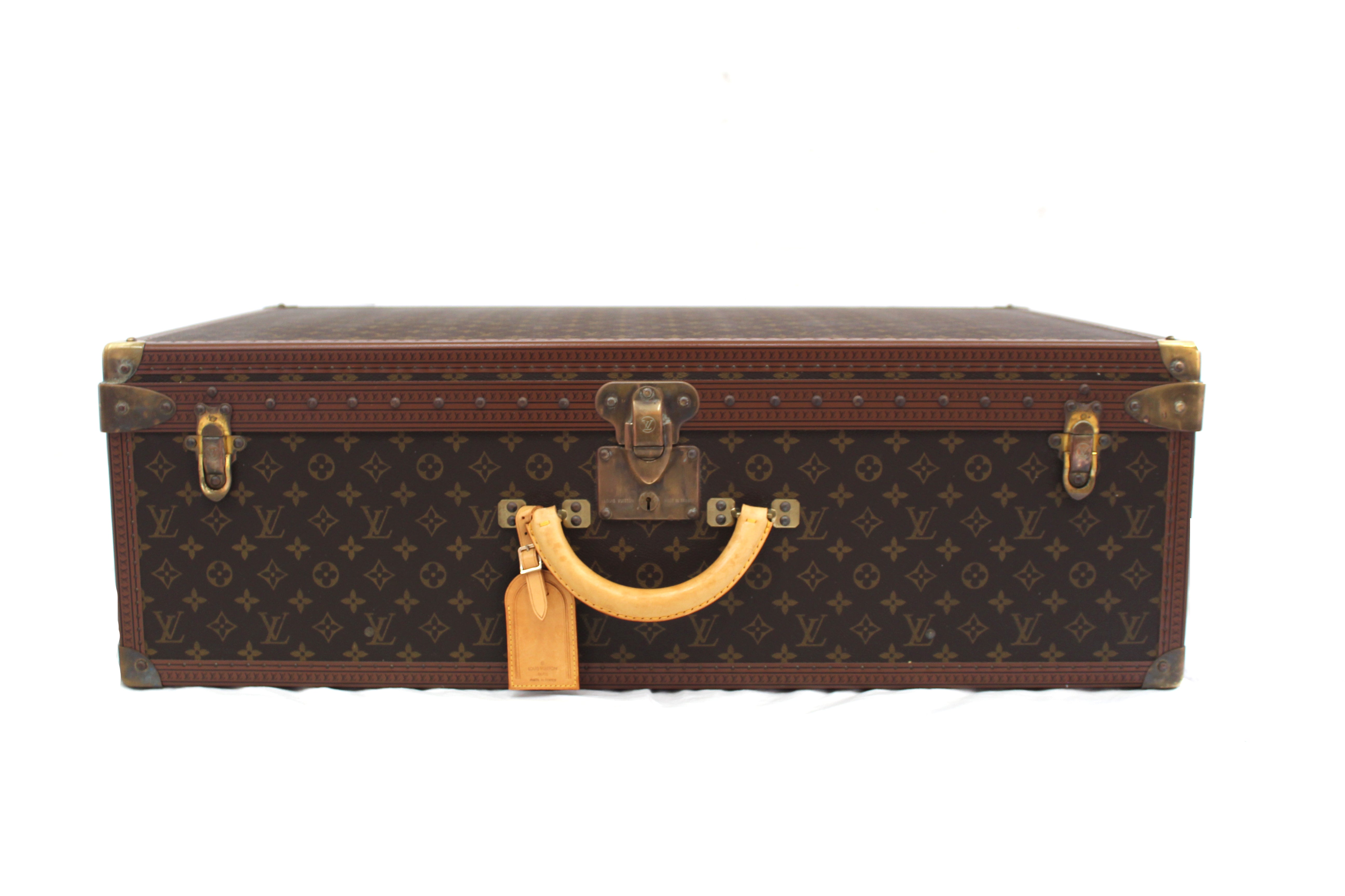 Authentic Louis Vuitton Monogram Alzer 80 Vintage Trunk Hard Case Suitcase - Luxury Travel Luggage for Business Trips & Special Occasions