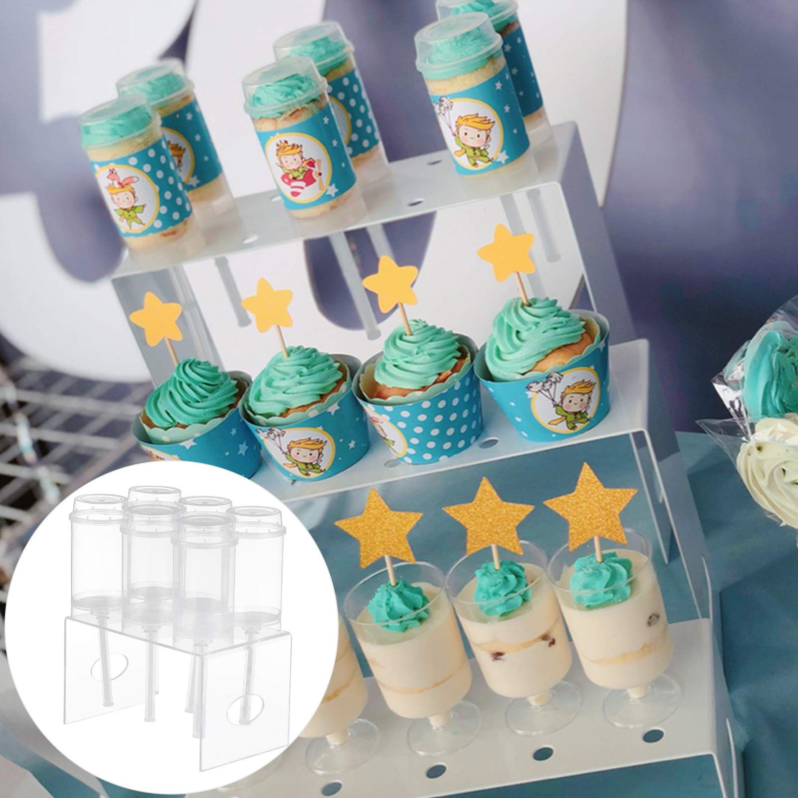 10pcs Clear Acrylic Push-Up Cake Containers with Lids - Perfect for Cake Pops, Cupcakes, Lollipops, and Baby Shower Treats - Reusable Bracket Cake Cups & Test Tube-Style Dessert Holders