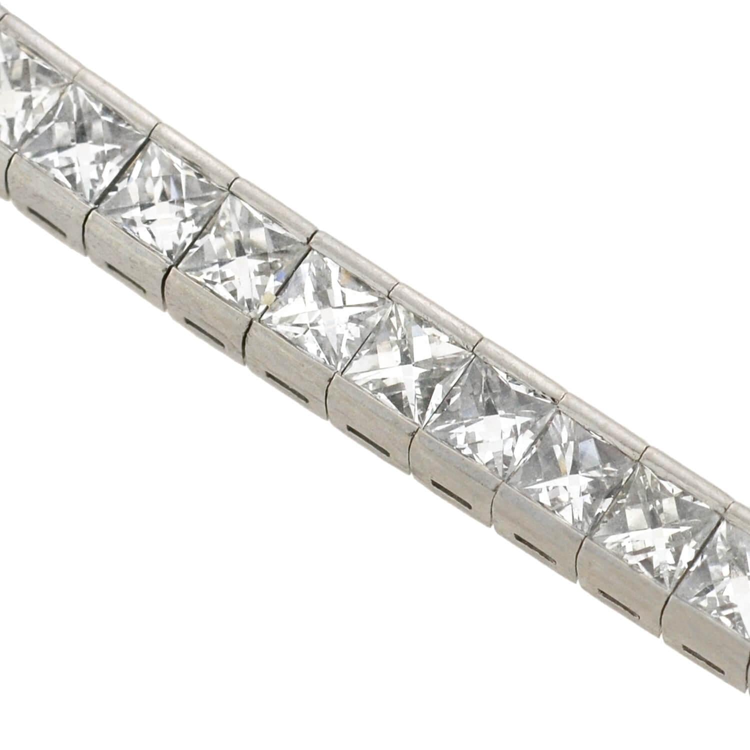 Estate Platinum French Cut Diamond Line Bracelet 11.60ctw - Vintage Luxury Jewelry for Women - Perfect for Weddings, Anniversaries & Special Occasions