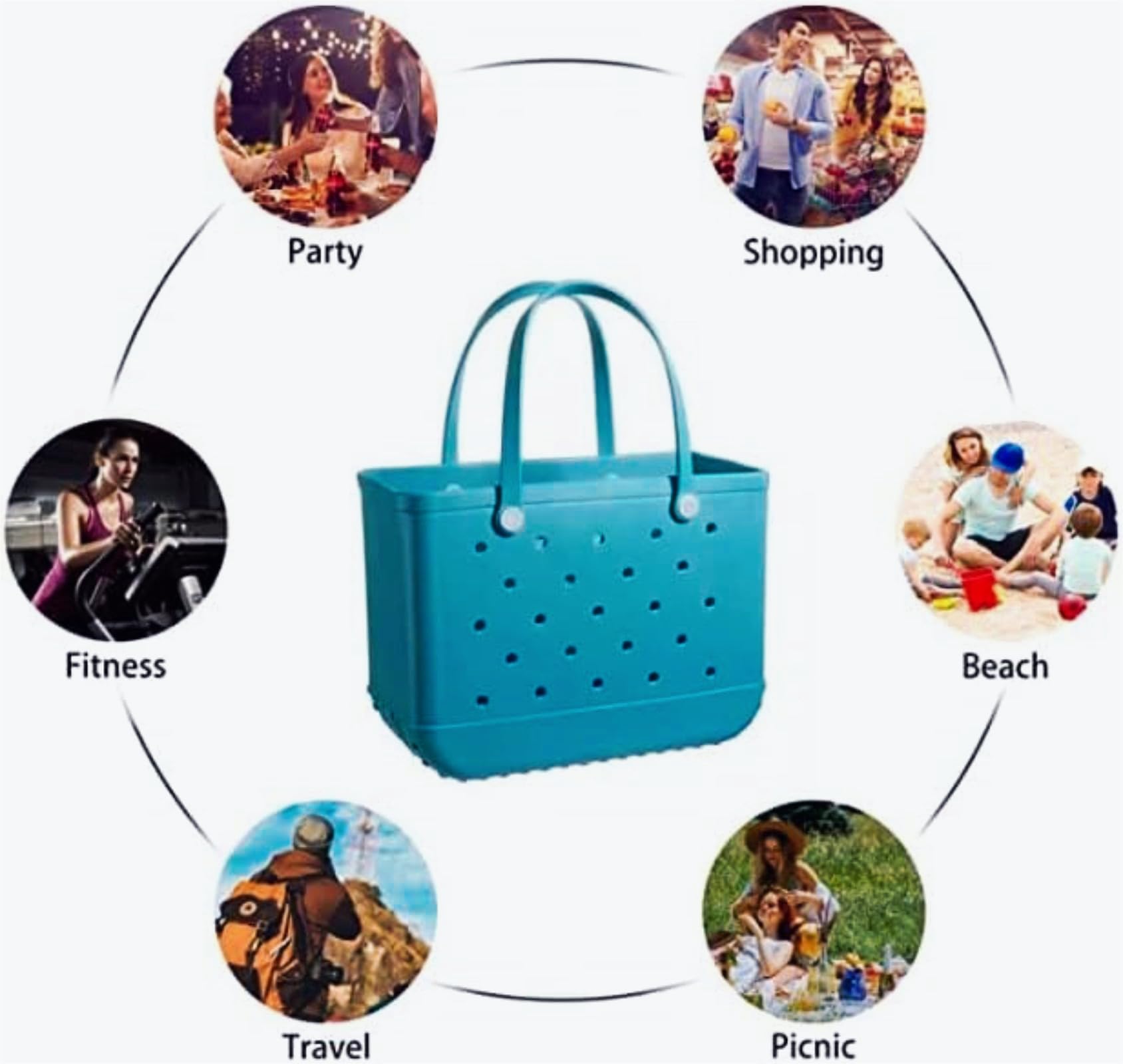 Waterproof Washable Durable Rubber Beach Tote Bag - Lightweight Open Top Pool & Sports Handbag for Women | Perfect for Beach, Swimming, Gym & Outdoor Activities