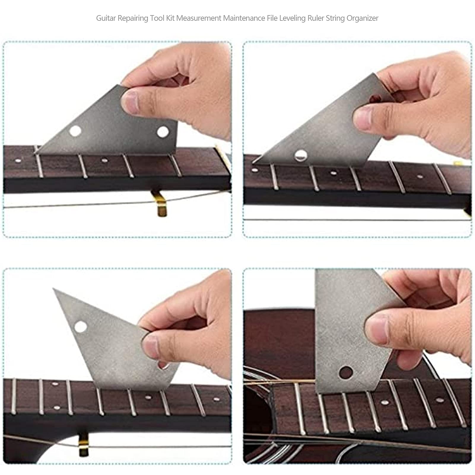20Pcs Guitar Repair Kit with Measurement Tools, DIY File Ruler, Hex Wrench & String Organizer - Professional Maintenance Set for Guitar, Ukulele & String Instruments - Perfect for Home Repair, Music Studio & Travel Use