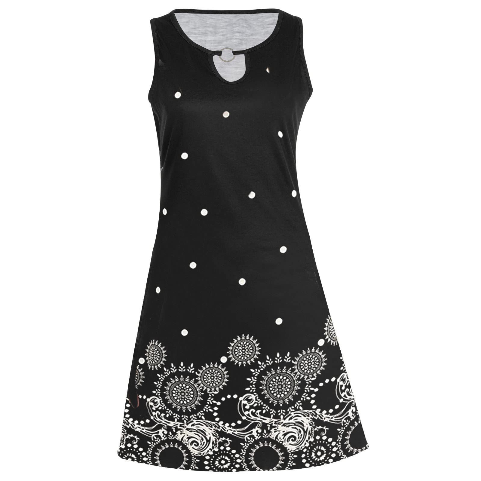 Anjikang Women's Floral Boho Tshirt Dress - 2023 Summer Spring Cold Shoulder Short Sleeve Casual Dress for Beach, Vacation & Date Night