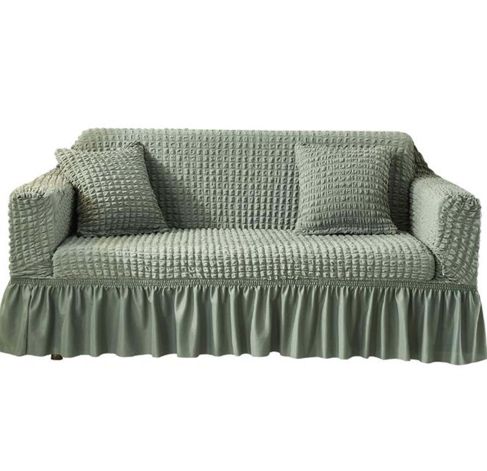LKJHSDFG Sofa Cover – 1 Piece Stretchable Washable Seersucker Slipcover for 4-Seater Couch, Chair & Furniture Protector – High Elastic Durable Green Living Room Decor | Perfect for Home, Office & Pet-Friendly Spaces