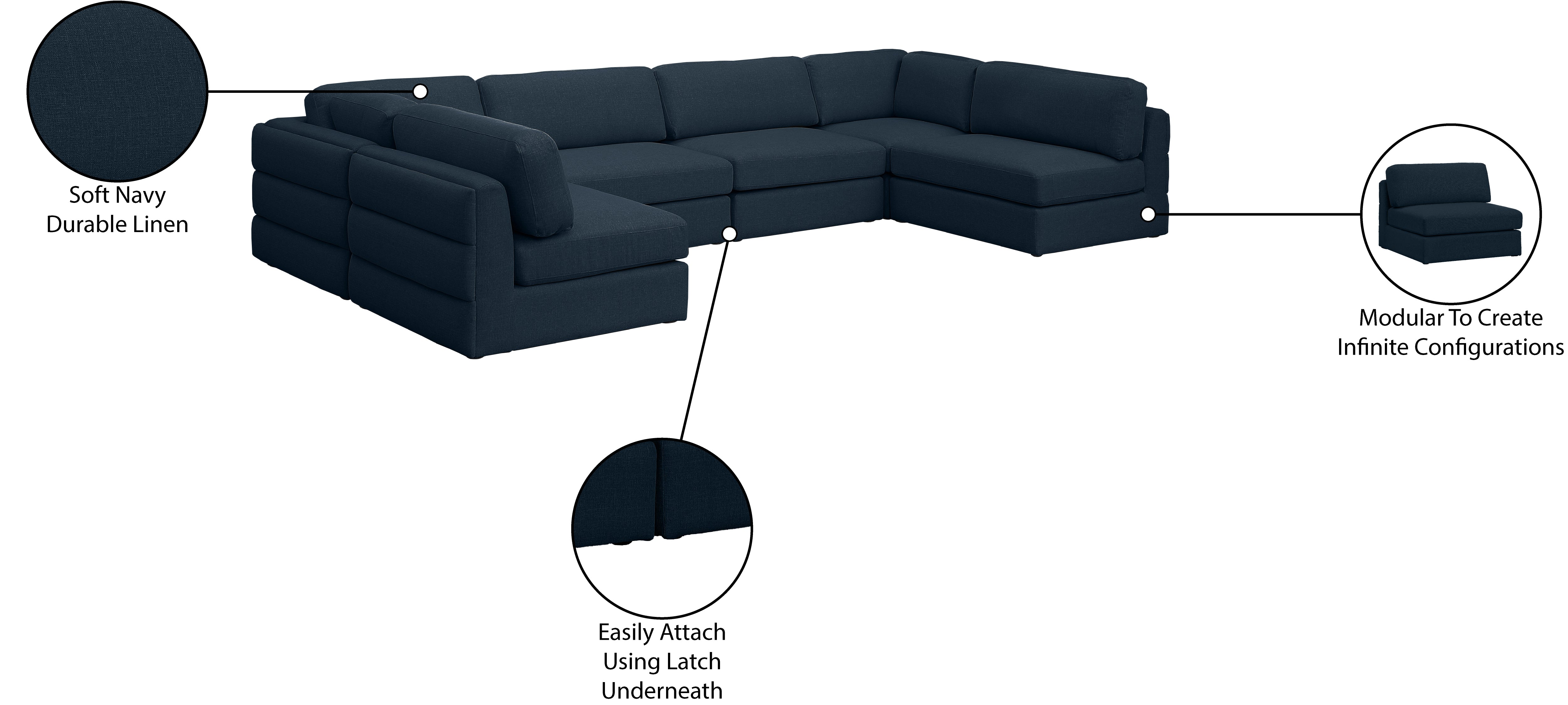 Beckham Durable Linen Textured Fabric Modular Sectional Sofa - Modern Living Room Furniture for Home & Office Comfort