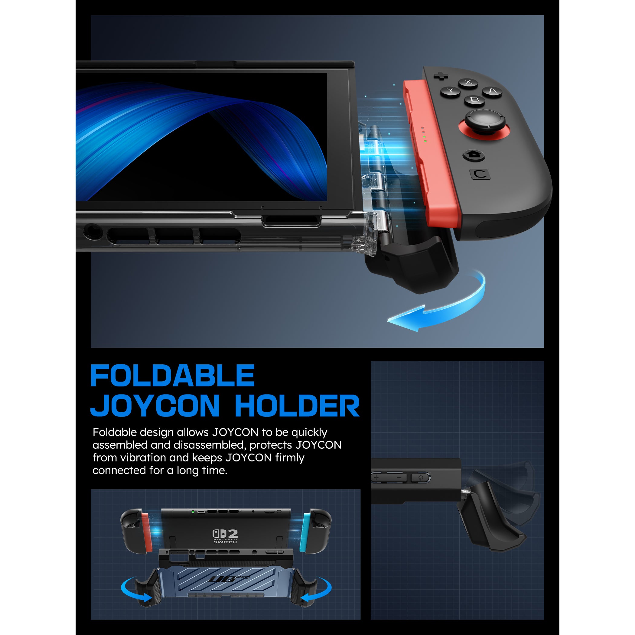 Nintendo Switch 2 Unicorn Beetle PRO Protective Gaming Case - Shockproof & Scratch-Resistant Cover with Built-in Screen Protector - Perfect for Travel, Commuting & Outdoor Gaming (Metallic Blue)