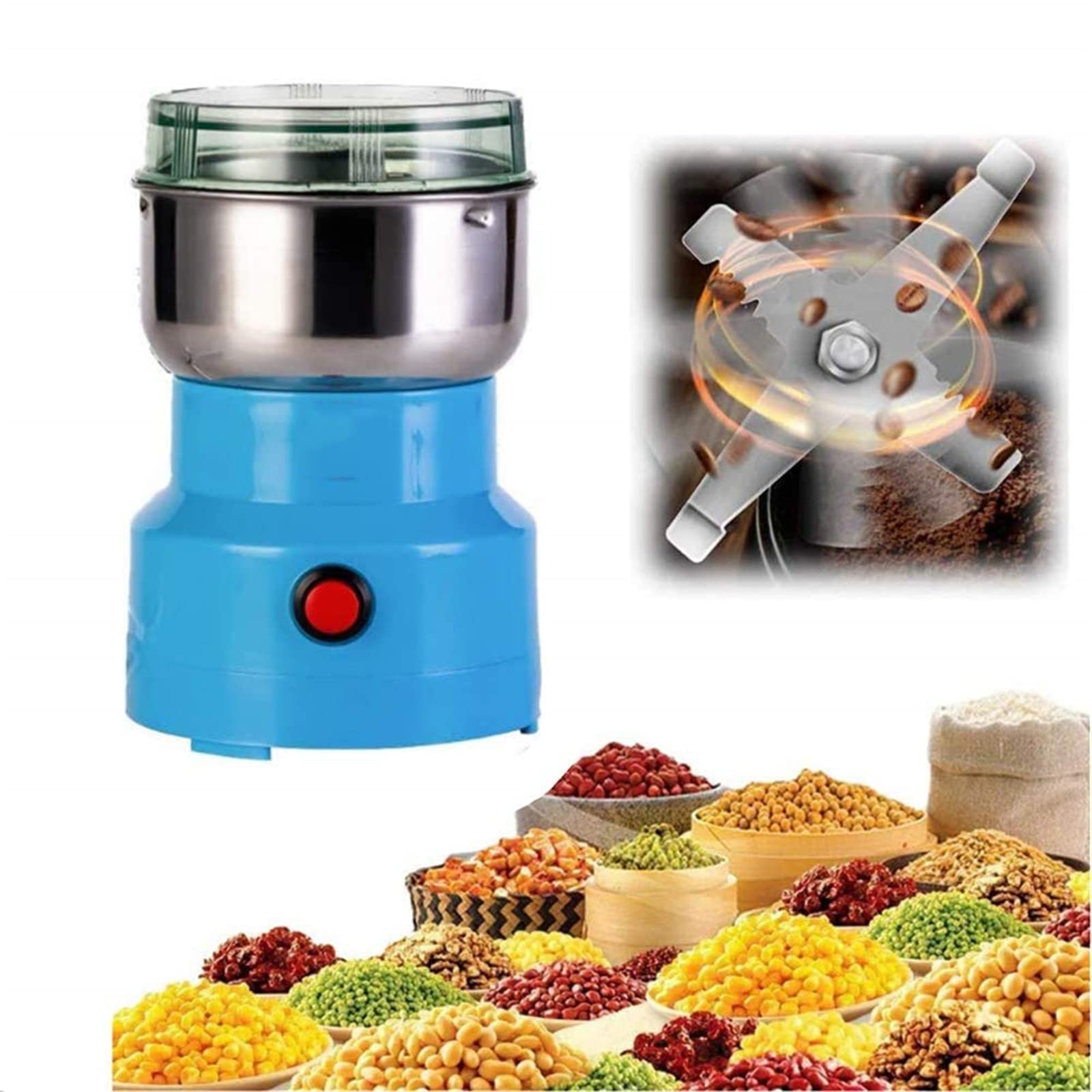 Electric Grain Mill & Spice Grinder - Multifunction Smash Machine for Coffee, Rice, Corn, Sesame & Soybean | Ultra-Fine Powder Pulverizer | Food Grade Stainless Steel | Perfect for Home Kitchen, Baking & Coffee Brewing