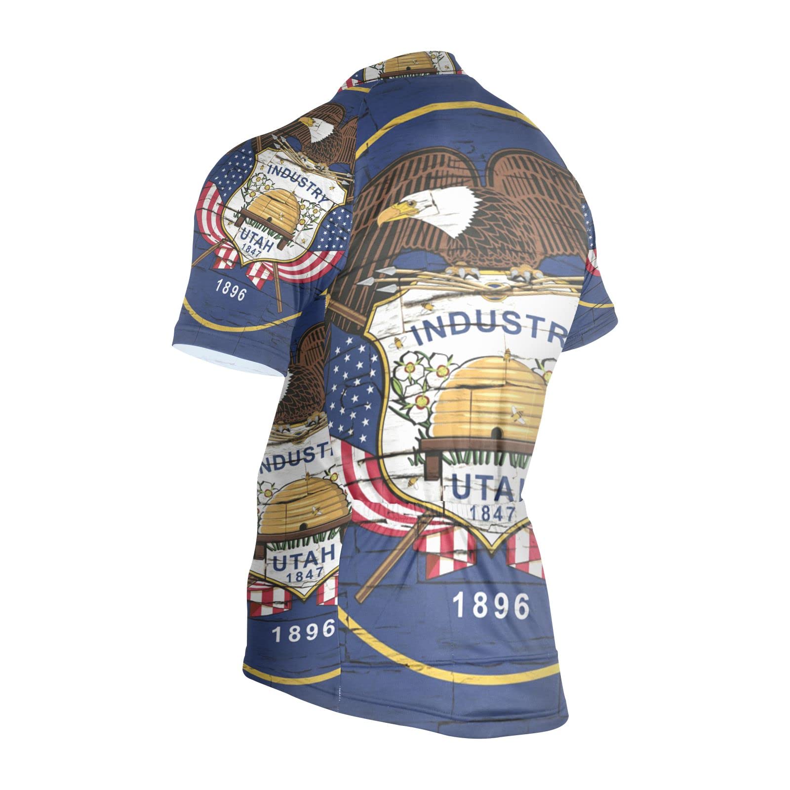 Utah State Flag Men's Cycling Jersey - Breathable Short Sleeve Bike Shirt for Road & Mountain Biking - Perfect for Cycling Enthusiasts & Outdoor Sports
