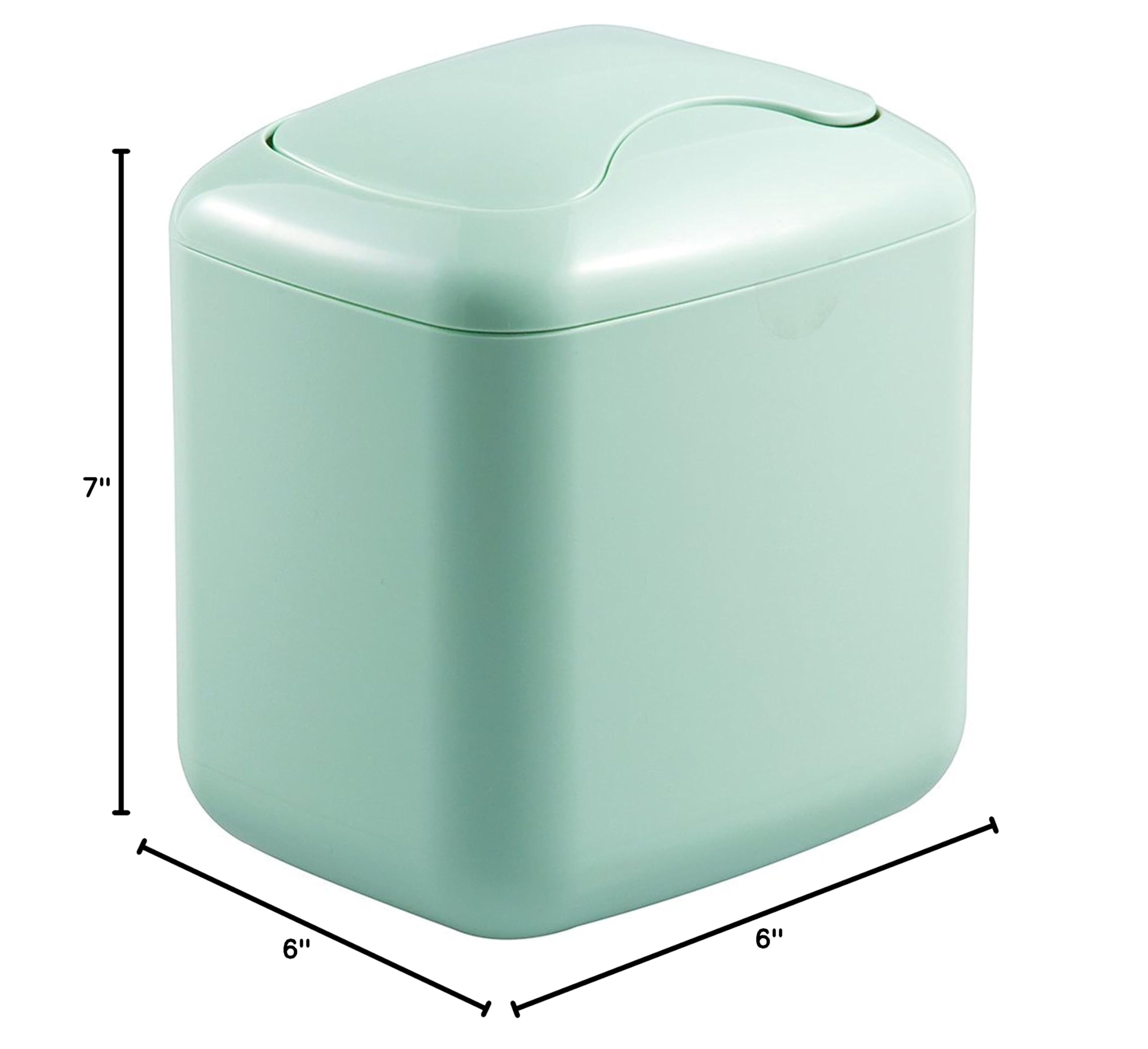 InterDesign Una Vanity Countertop Wastebasket Trash Can - Mint Green Small Bathroom Garbage Bin for Makeup, Cotton Balls & Beauty Essentials