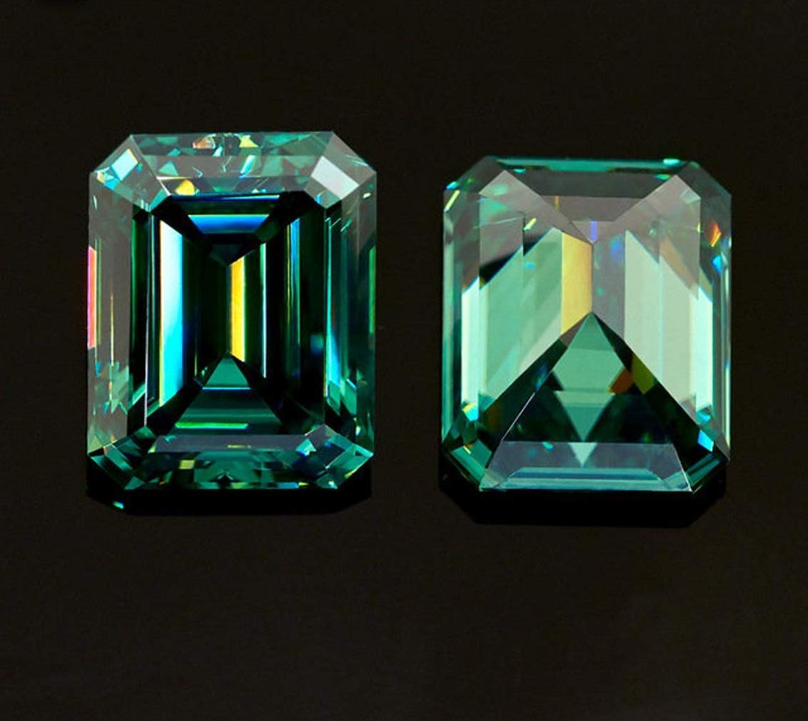 5.00CT Loose Green Moissanite Gemstone - VVS1 Clarity Emerald Cut Brilliant for Vintage Rings, Jewelry Making, Pendants, Earrings & Necklaces | Perfect for Engagement Rings, Wedding Bands & Luxury Watches