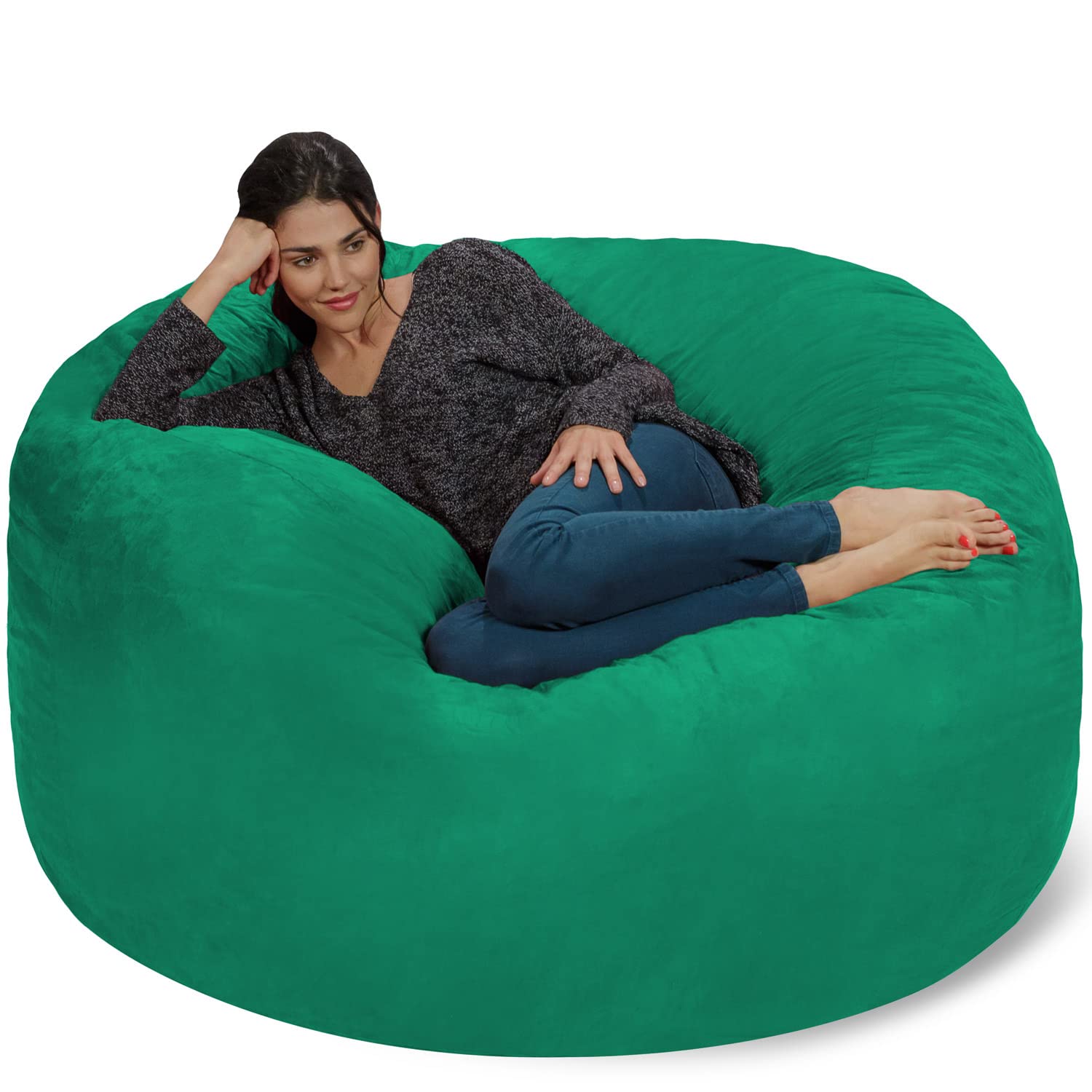 Chill Sack 5' Giant Memory Foam Bean Bag Chair - Oversized Sofa with Soft Microfiber Cover in Aqua Marine - Perfect for Living Rooms, Game Rooms & Dorm Lounging