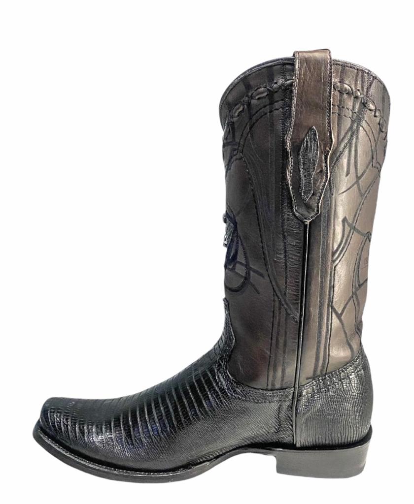 1J1NLT Men's Cuadra Black Casual Cowboy Lizard Leather Boots - Western Style Ankle Boots for Riding, Country Outfits & Everyday Wear