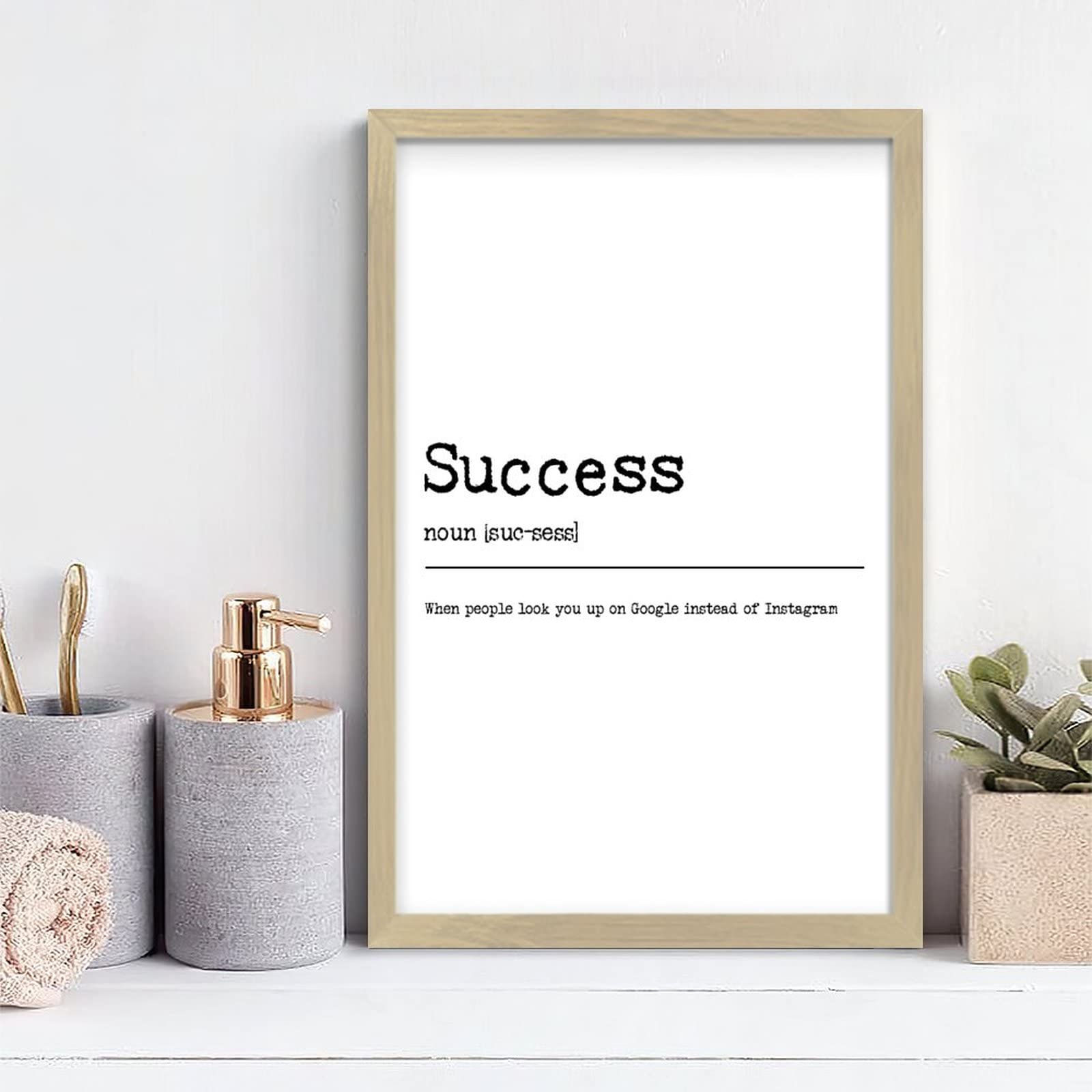 Dictionary Definition of Success Noun - Rustic Wooden Wall Hanging Plaque Sign, 12x8 Inch Framed Wall Art Decor for Bedroom, Living Room, Office - Inspirational Housewarming Gift for Home & Office Decor
