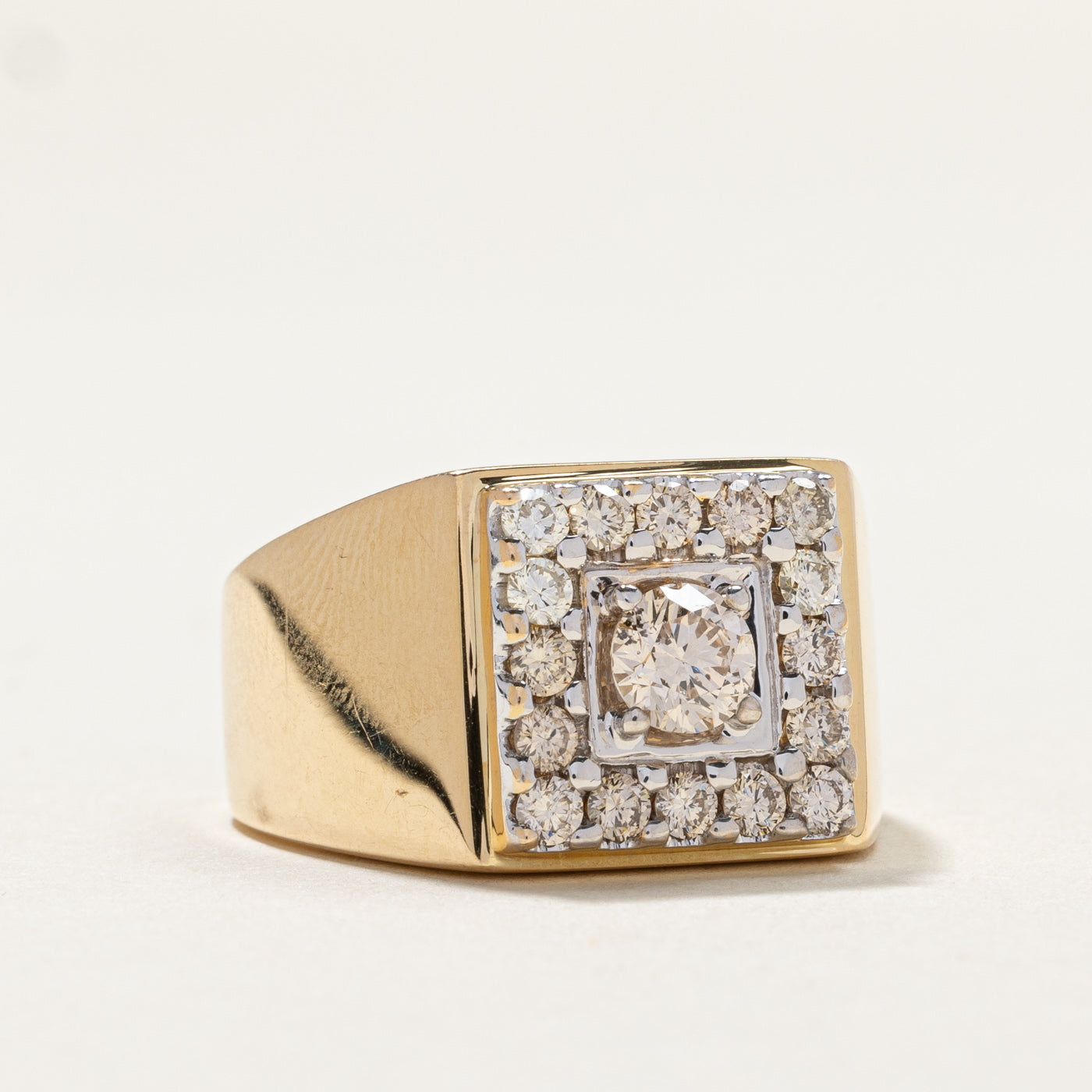 Diamond Cluster Square Signet Ring for Women | 0.43ct & 0.56ctw | Size 9 | Elegant Jewelry Gift for Anniversary, Wedding & Special Occasions