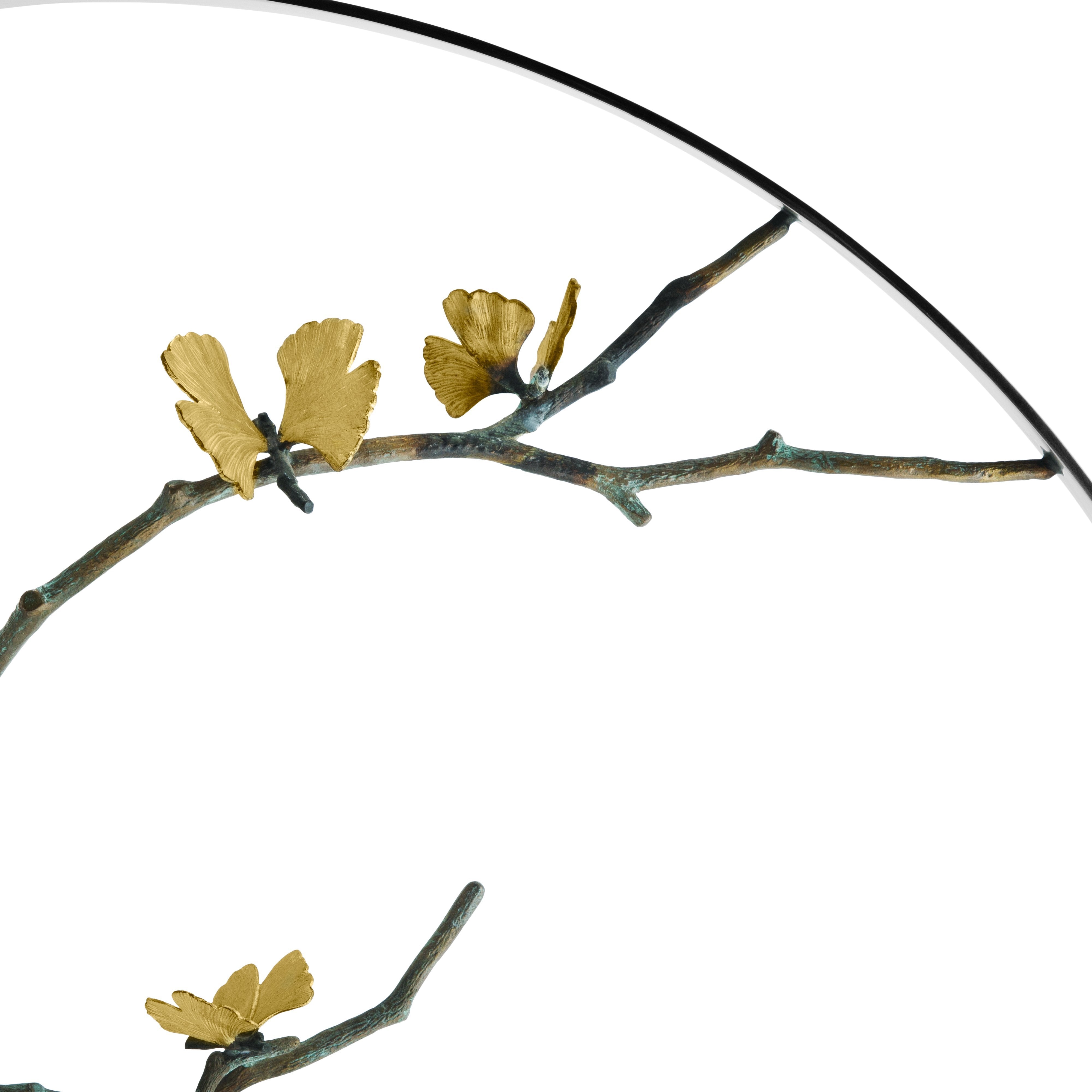 Elegant Butterfly Ginkgo Moon Gate Sculpture - Handcrafted Asian Garden Art for Outdoor Decor & Zen Landscaping