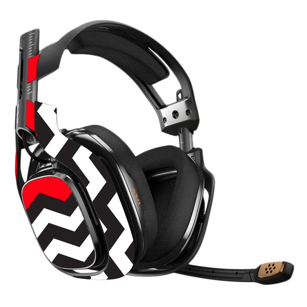 Astro A40 3rd Generation Gaming Headset Skin - Red Chevron Vinyl Decal Wrap | Protective & Durable Cover | Easy to Apply & Remove | Made in USA | Perfect for Gaming, Streaming & Esports