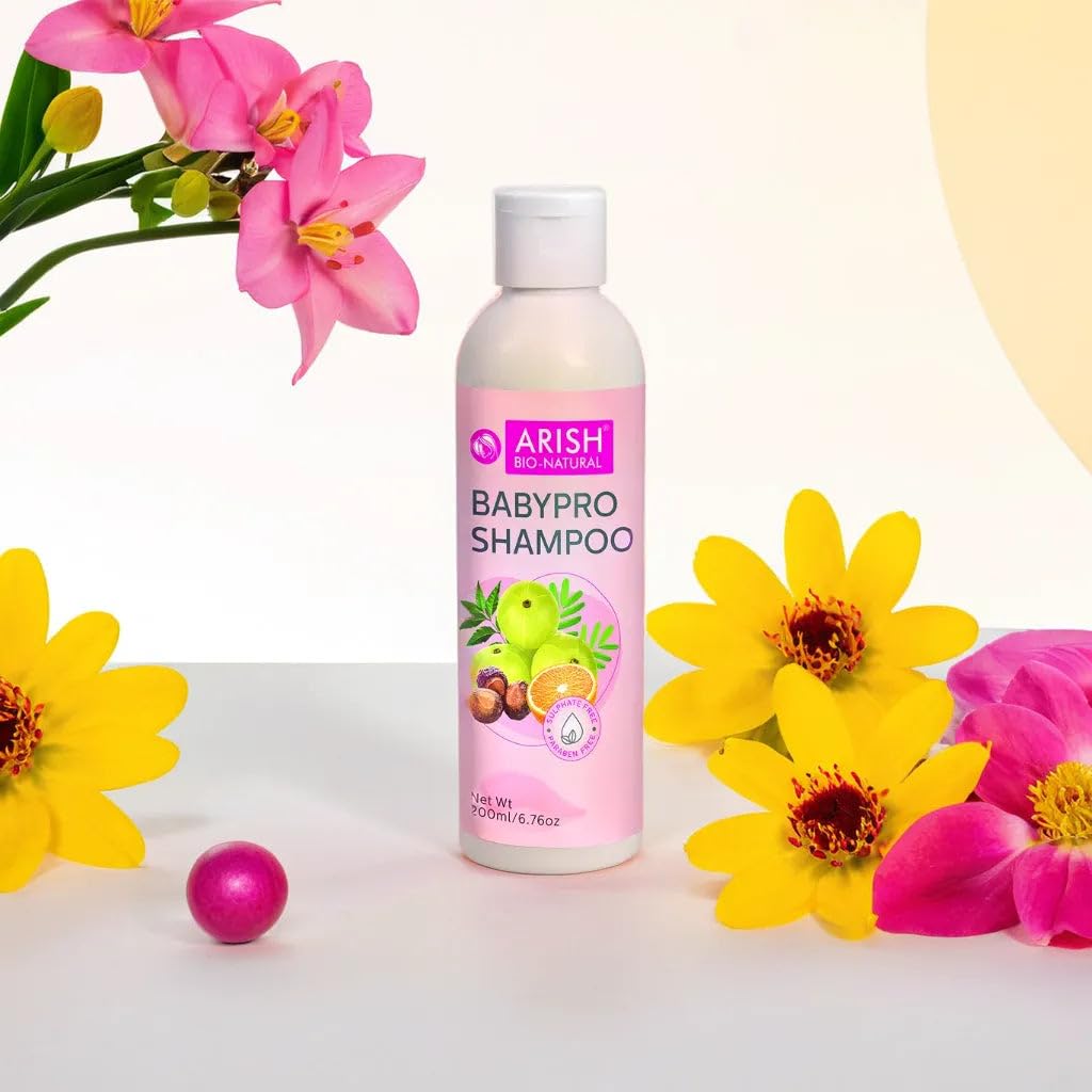 Arish Bionaturals Baby Pro Shampoo - Gentle & Mild Formula for Soft, Healthy Baby Hair, 200ml | Tear-Free & Hypoallergenic | Perfect for Newborns & Sensitive Skin | Daily Baby Hair Care