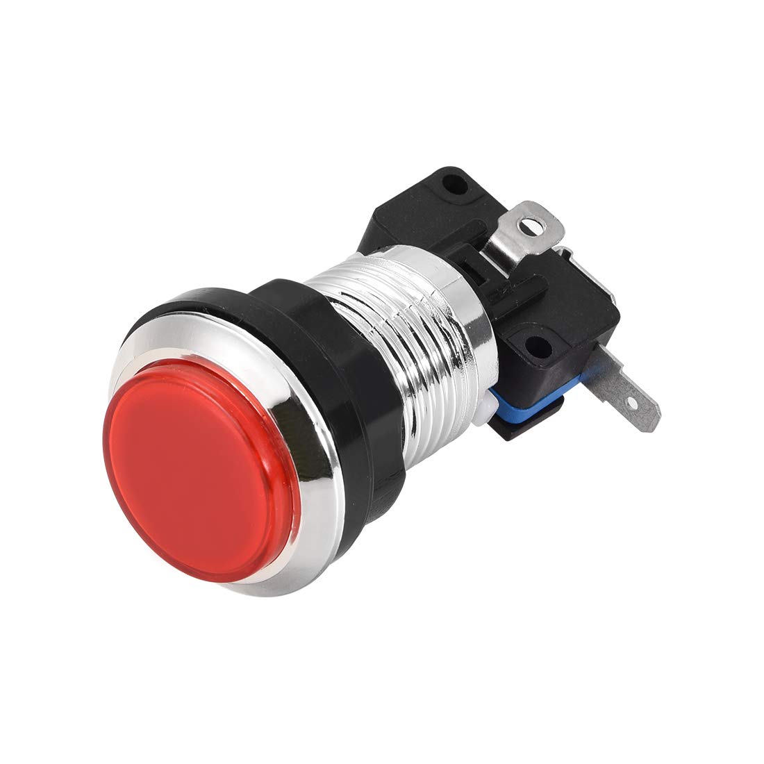 uxcell 33mm Round 12V LED Illuminated Push Button Switch with Micro Switch - Red Arcade Game Button for DIY Arcade Cabinet & Video Game Controllers - Perfect for MAME, Retro Gaming & Home Arcade Setup (1pc)