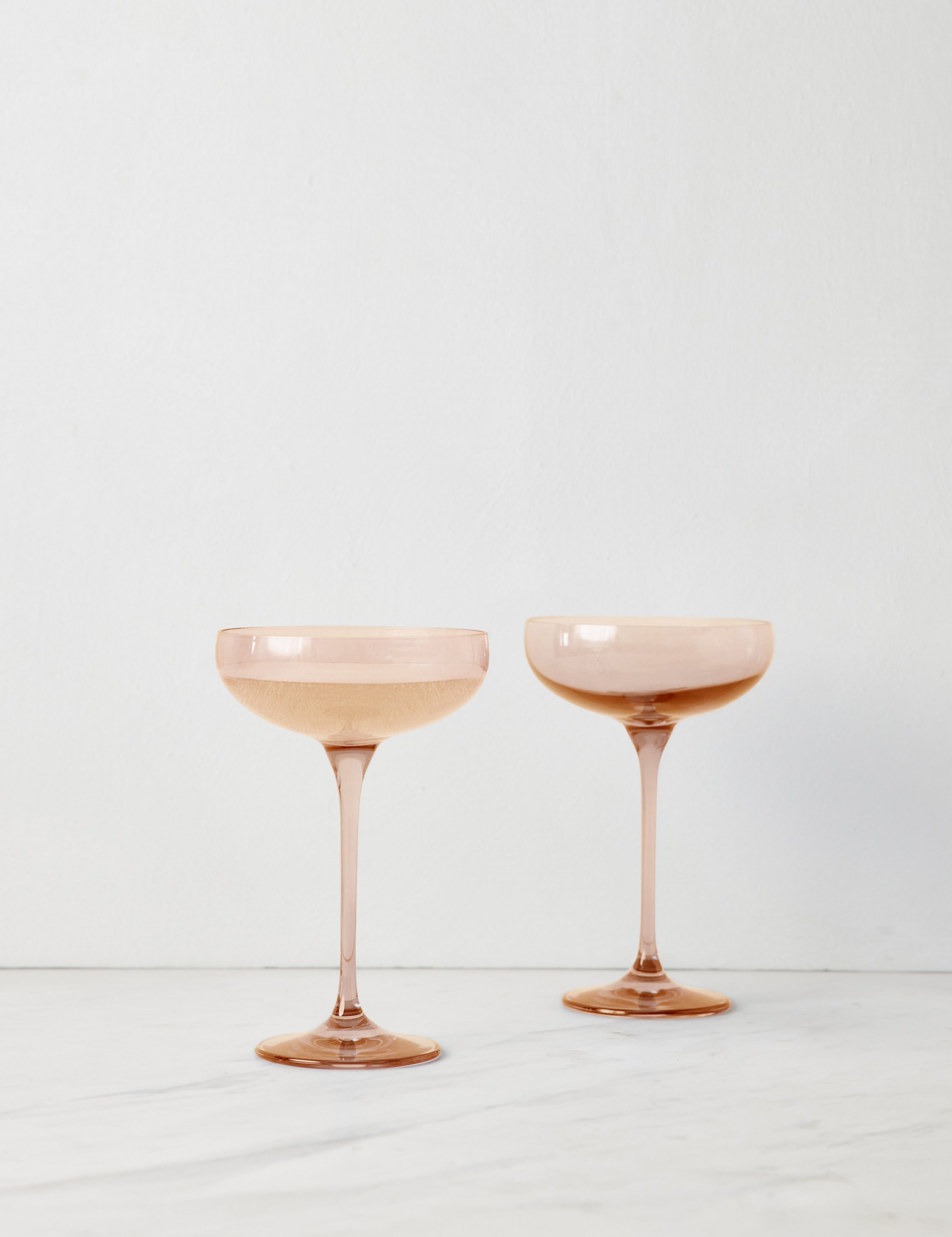 Elegant Estelle Colored Glass Champagne Coupes Set of 2 - Perfect for Weddings, Parties & Romantic Dinners