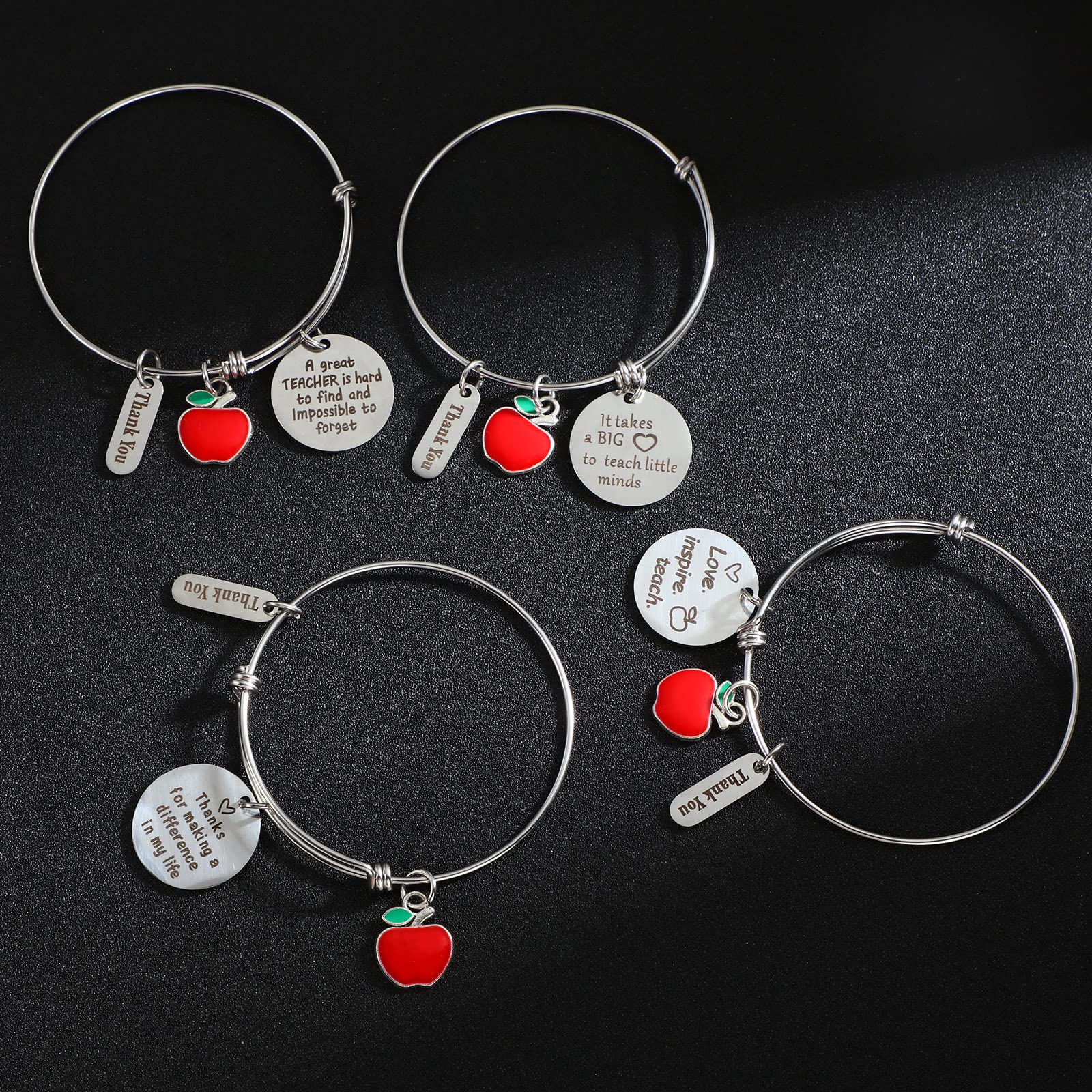 Bonuci 4-Piece Teacher Appreciation Bracelet Set - Thoughtful Thank You Gifts for Women Educators, Graduation & End of Year Presents - Perfect for Teacher's Day, Retirement & Classroom Celebrations