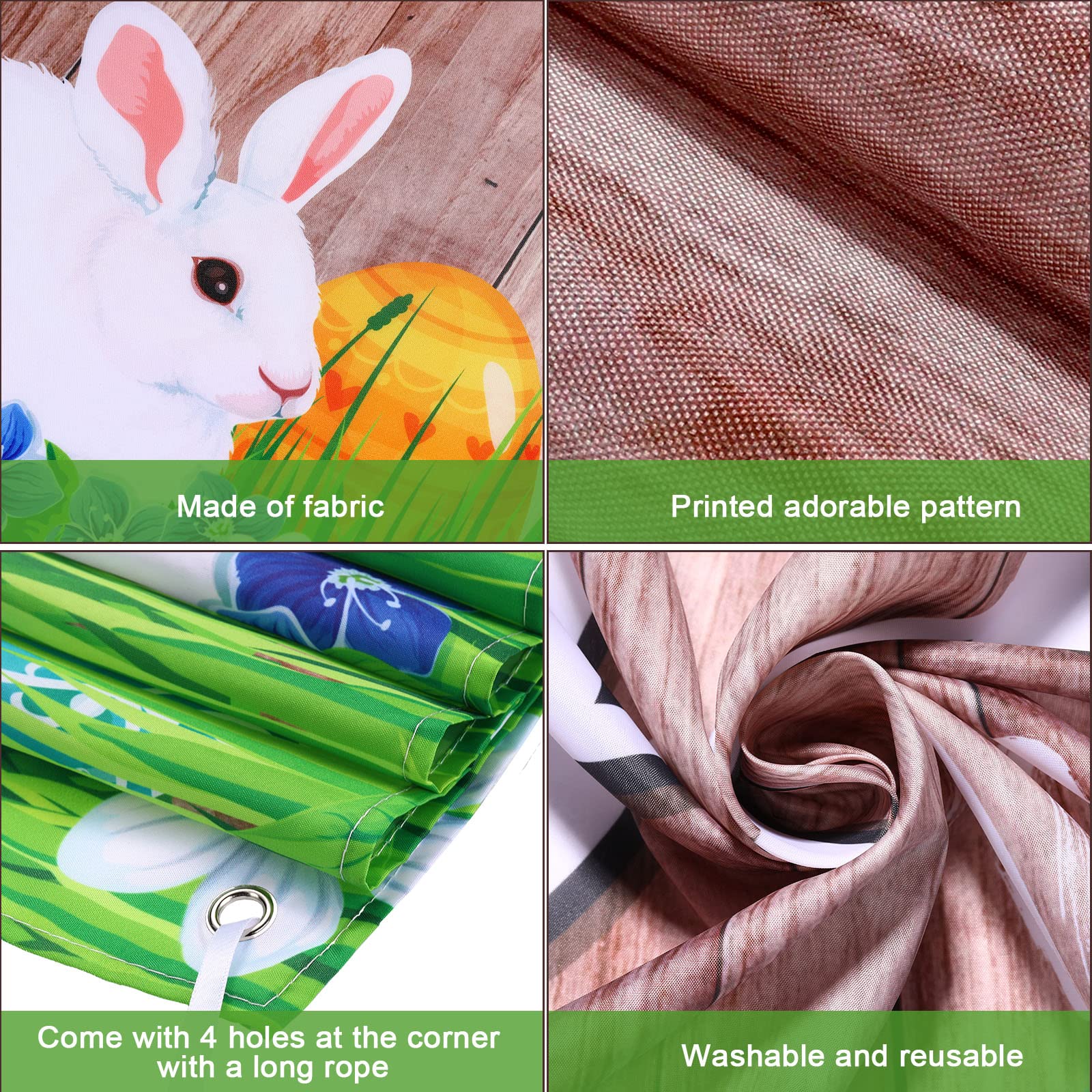 Happy Easter Backdrop Photography Banner - 70.8x43.3 Inch Bunny Grassland Rustic Wood Background with Easter Eggs for Spring Party Decorations, Church Events & Jesus Celebration - Perfect for Easter Photo Booths, Home Decor & Holiday Festivities