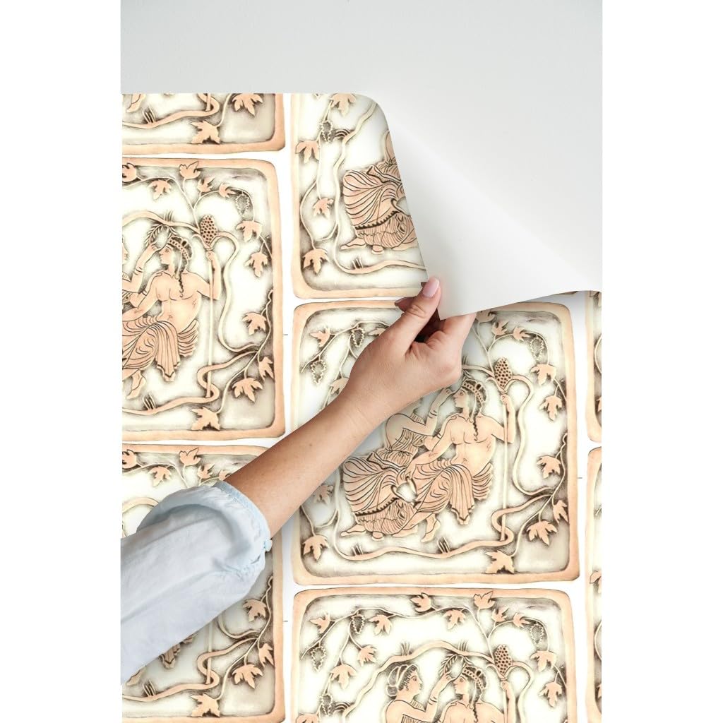 Peel & Stick Wallpaper 9ft x 2ft - Greek Cream Marble Ivory Greece Elegant Historical Mythology Custom Removable Wallpaper | Self-Adhesive Wall Covering for Bedroom, Living Room, Office & Home Decor