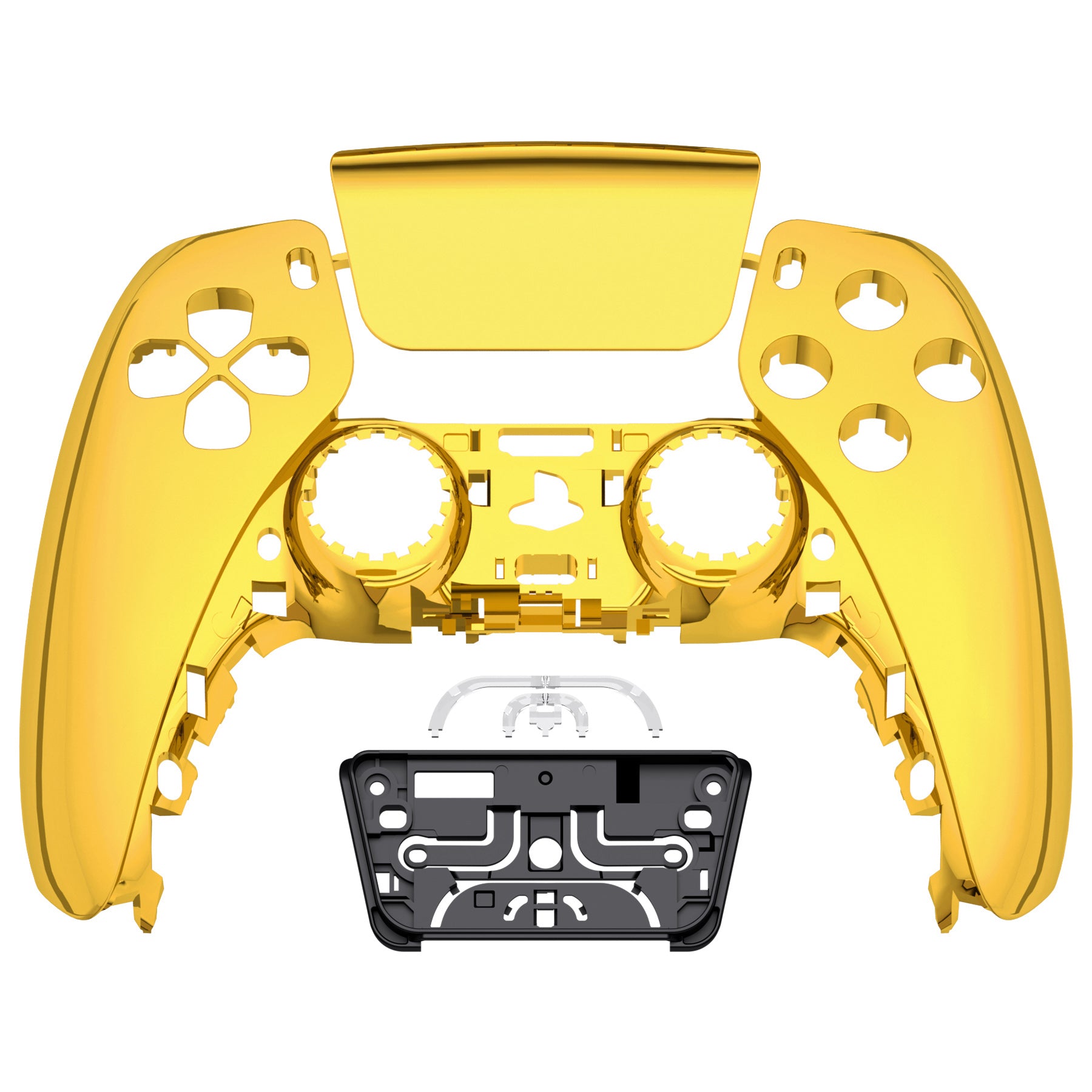 eXtremeRate Chrome Gold Touchpad Front Housing Shell for PS5 Controller BDM-010/020/030/040/050 - DIY Replacement Shell & Custom Touch Pad Cover (ZPFD4001G3) - Perfect for Gaming Enthusiasts & PS5 Controller Customization