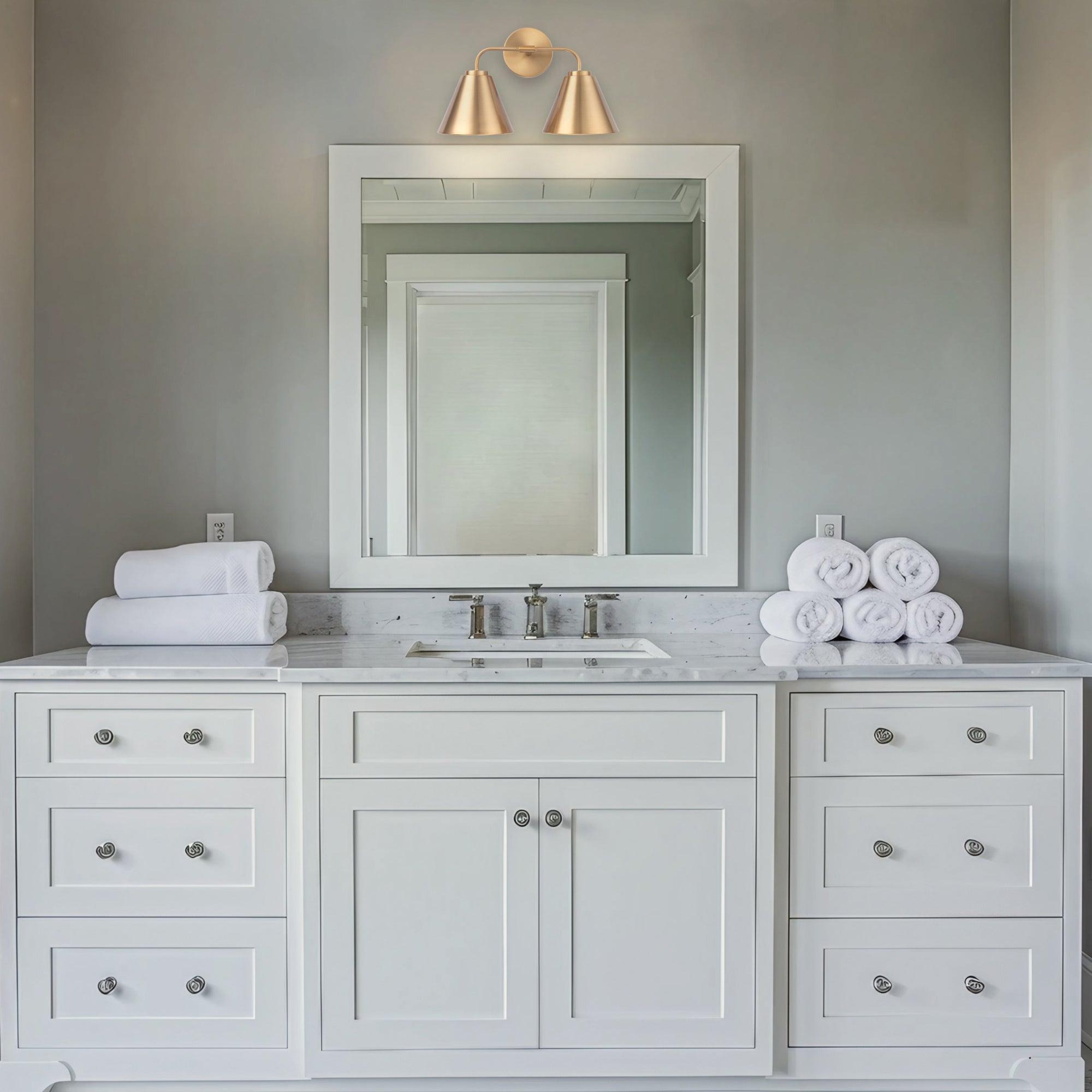 Modern 2-Light Loft Style Vanity Light - Brushed Nickel Bathroom Sconce for Contemporary Bedroom & Powder Room Lighting