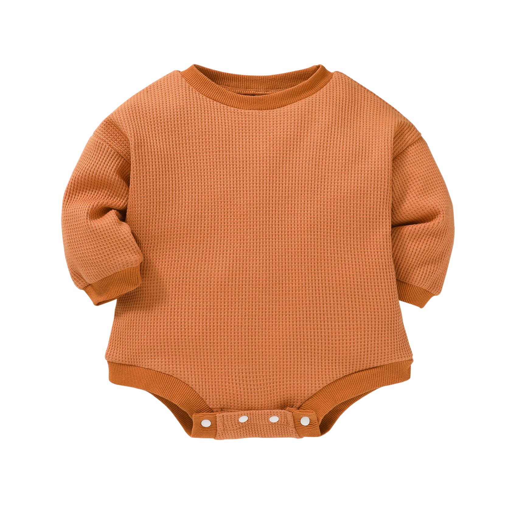 Baby Girl & Boy Long Sleeve Romper - Oversized Waffle Knit Sweatshirt Bodysuit | Cute Newborn Outfits for Fall & Winter | Perfect for Playdates, Family Photos & Cozy Days