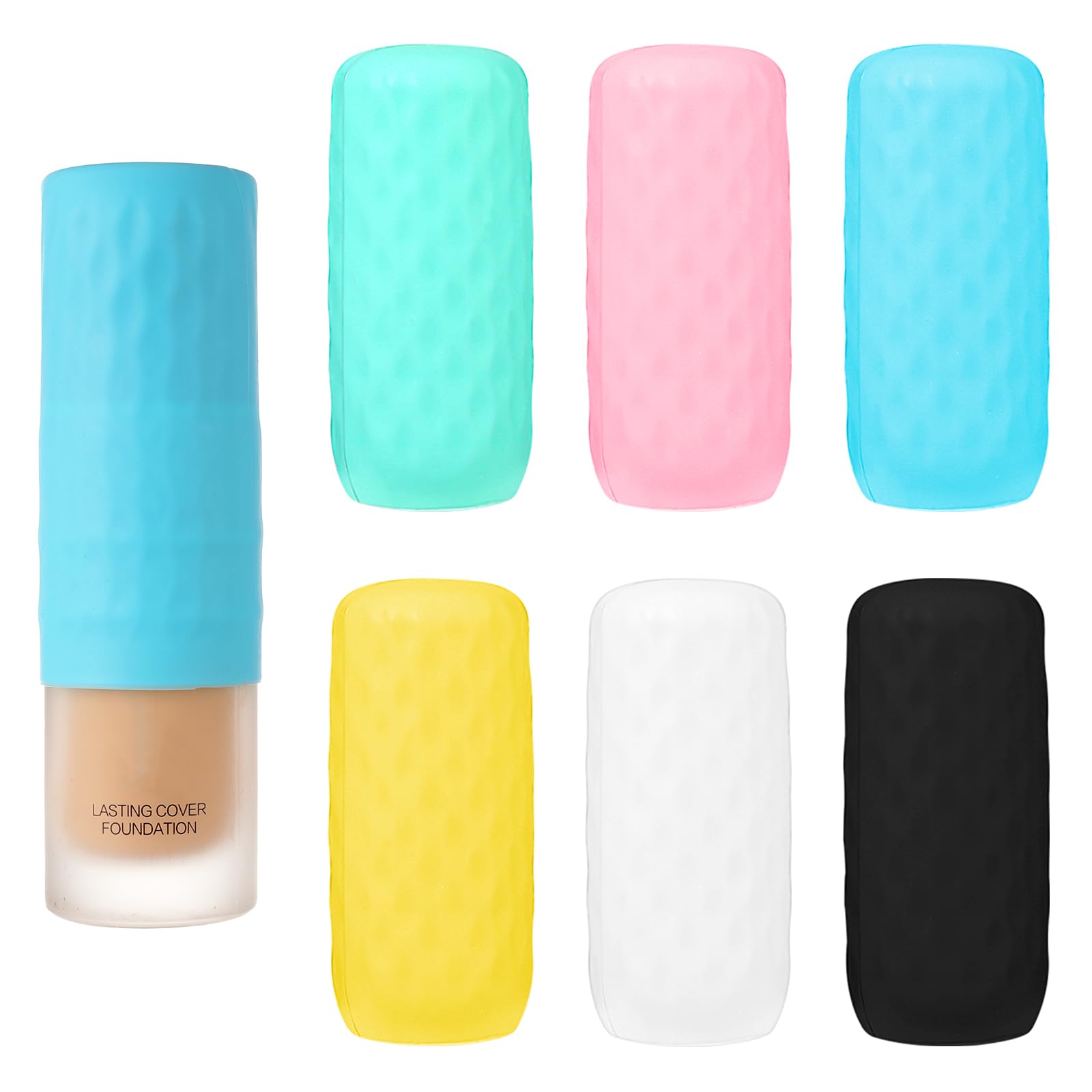 Lusofie 6 Pack Silicone Travel Bottle Covers - Leakproof Elastic Toiletry Caps for Cruise, Airplane & Camping - Universal Fit for Most Travel Size Bottles (Men & Women) | Perfect for TSA Liquids, Shampoo & Cosmetic Containers