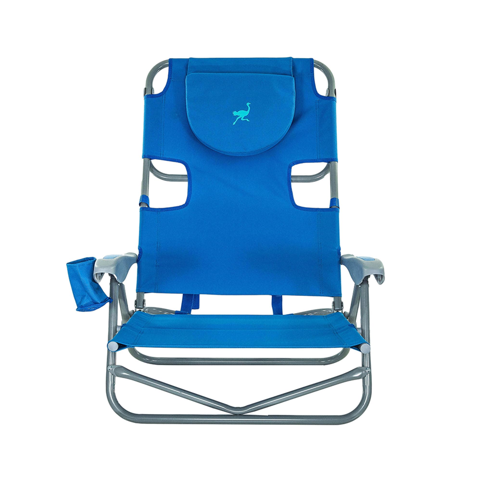 5-Position Reclining Ostrich On-Your-Back Beach Chair for Outdoor Relaxation - 4 Pack - Perfect for Beach, Poolside, Camping & Backyard Lounging