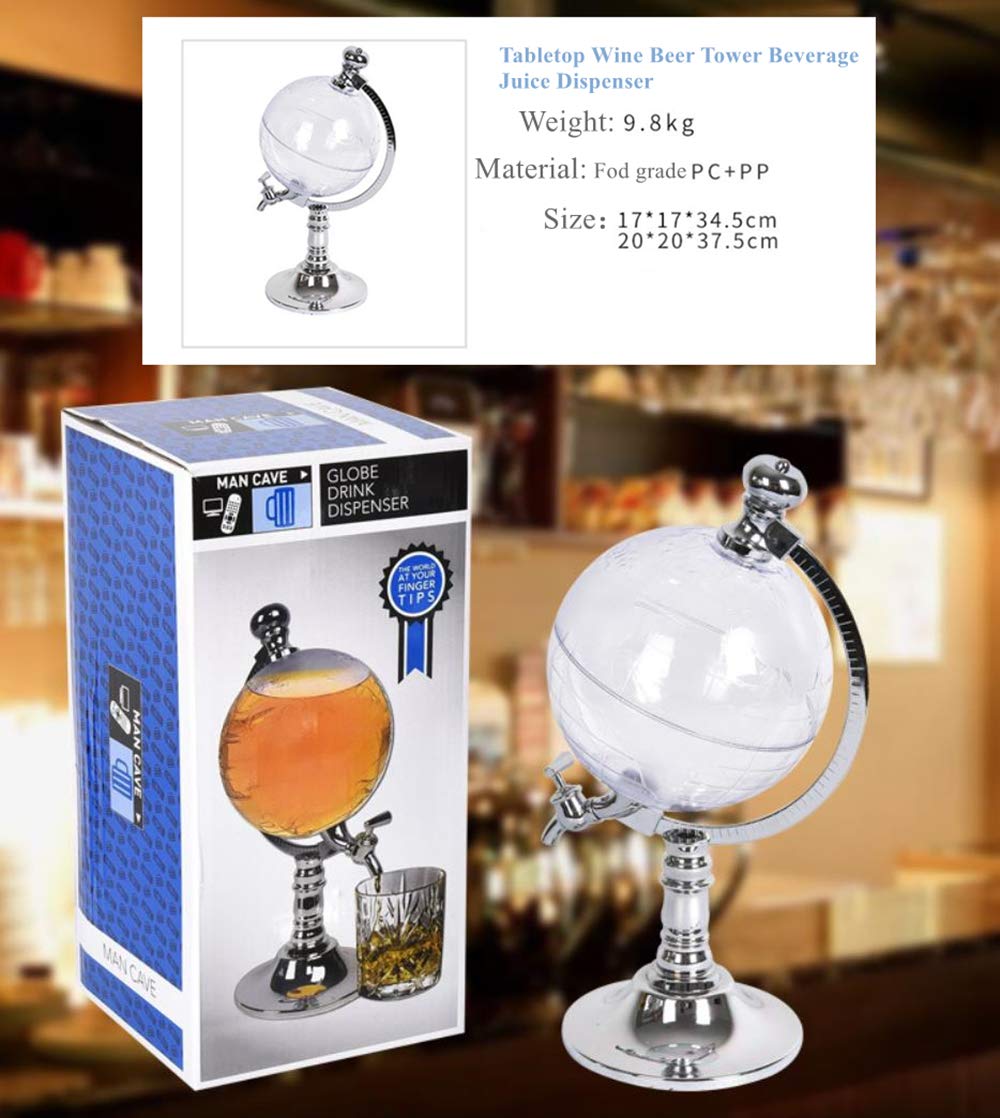3.5L (120OZ) Spherical Beverage Dispenser Tower - Draft Beer, Wine, Juice & Water Pourer for Home Bar, Parties & Events - Perfect for Entertaining, Weddings & Outdoor Gatherings