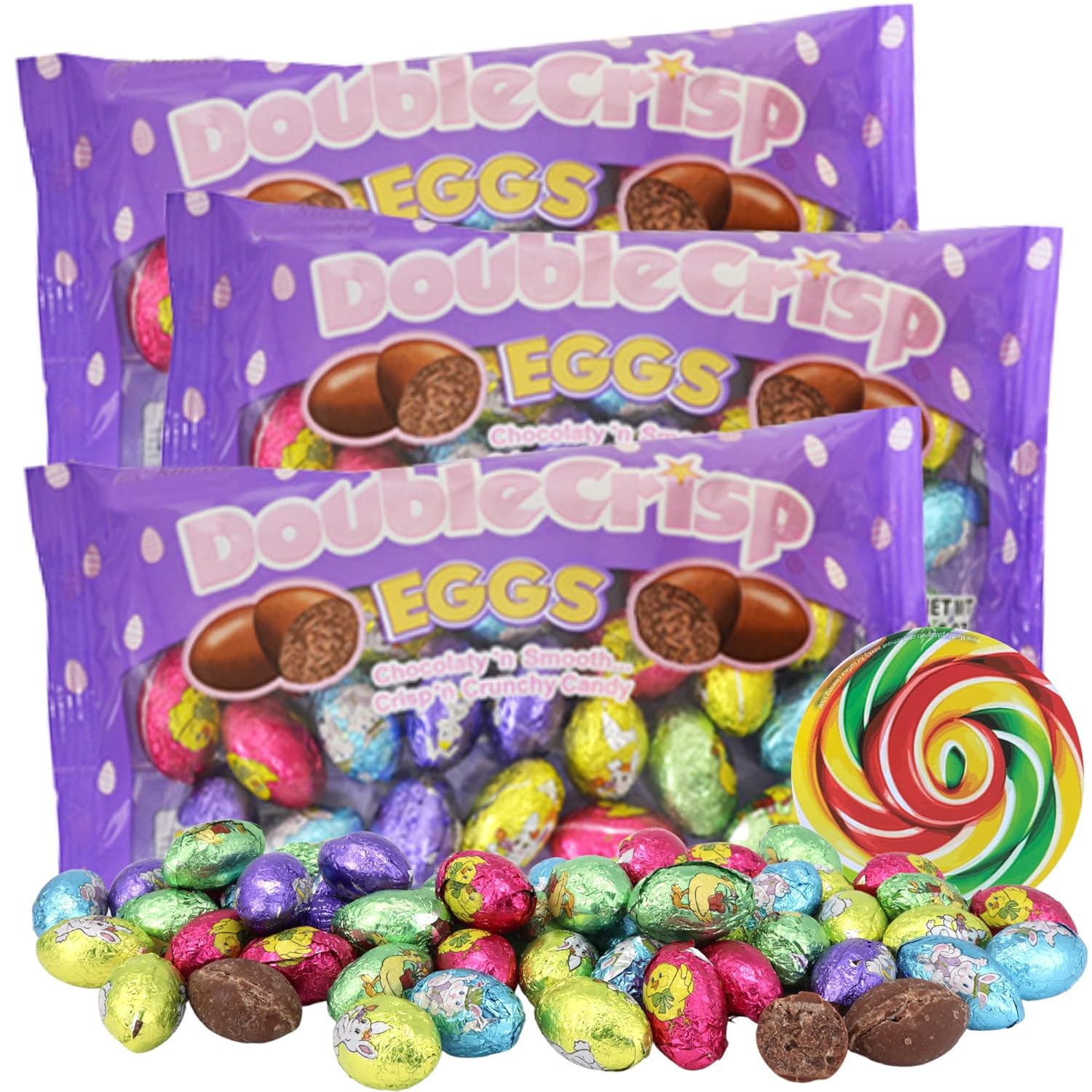 Needzo Crispy Milk Chocolate Eggs - Individually Foil Wrapped, 4.5oz (3-Pack) | Delicious Easter Treats, Party Favors & Gift Ideas