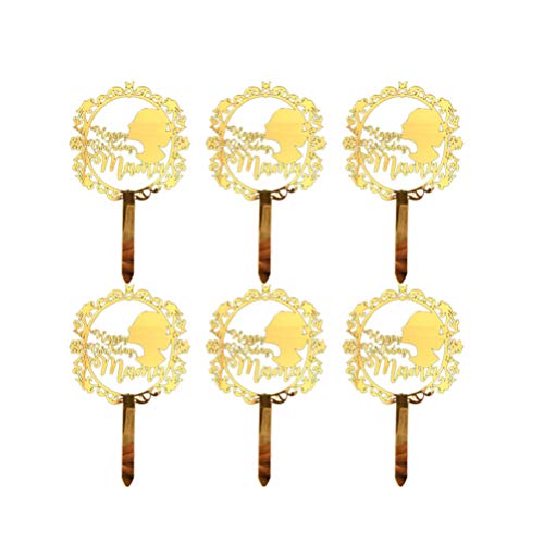 PRETYZOOM 6PCS Acrylic Cupcake Toppers for Birthday Party Decorations - Mother's Day, Baby Shower & Wedding Cake Decorating Supplies - Perfect for Mom's Birthday, Baby Showers & Special Occasions