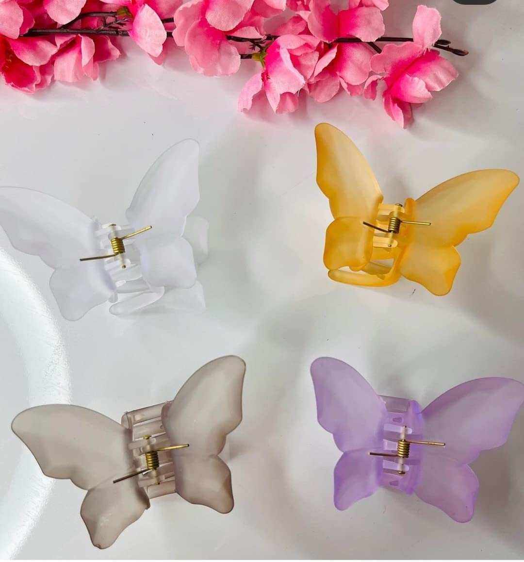 Butterfly Shaped Matte Hair Clips - Non-Slip Tight Grip Hair Claw Clips for Women & Girls (4-Piece Set, Multicolor) - Perfect for Ponytails, Buns & Everyday Hairstyles