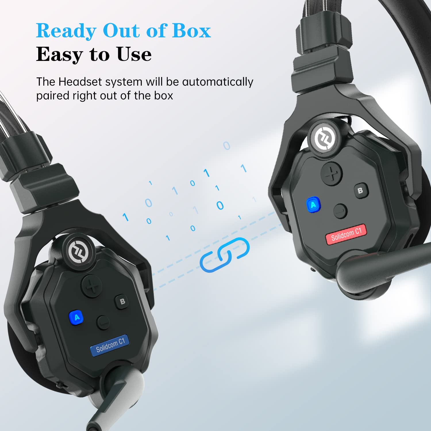 Hollyland Solidcom C1 Wireless Headset Intercom System - 9-Person Full-Duplex Communication, 1.9GHz Frequency, Base Station & 9 Headsets, AB Grouping, Cloud Meeting, Expandable Connection - Perfect for Team Communication, Events, Conferences, and Business Meetings
