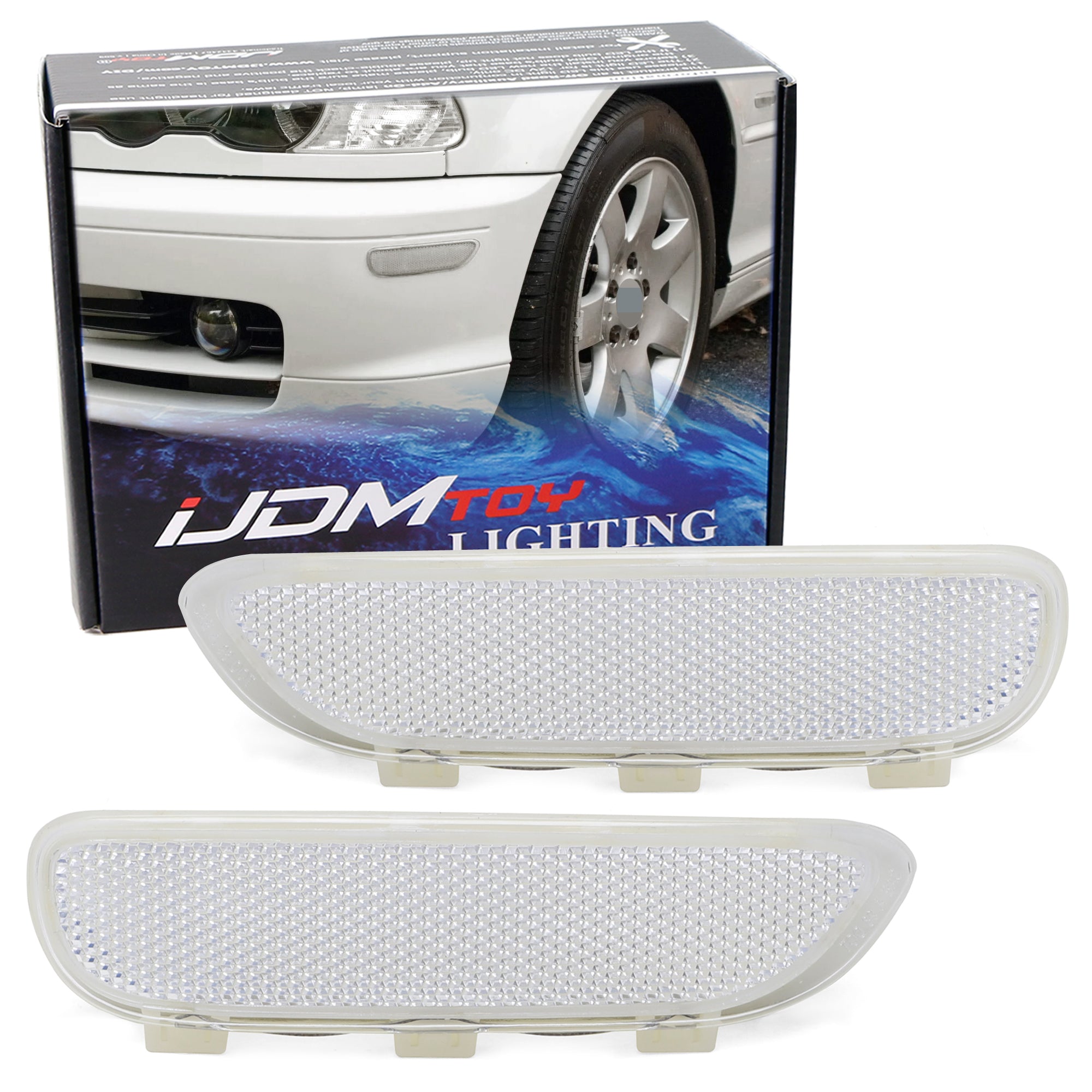 Clear Lens Front Bumper Side Marker Reflectors for BMW E46 2001-2003 325CI 330CI Coupe - Enhanced Visibility & Style for Night Driving and Car Customization