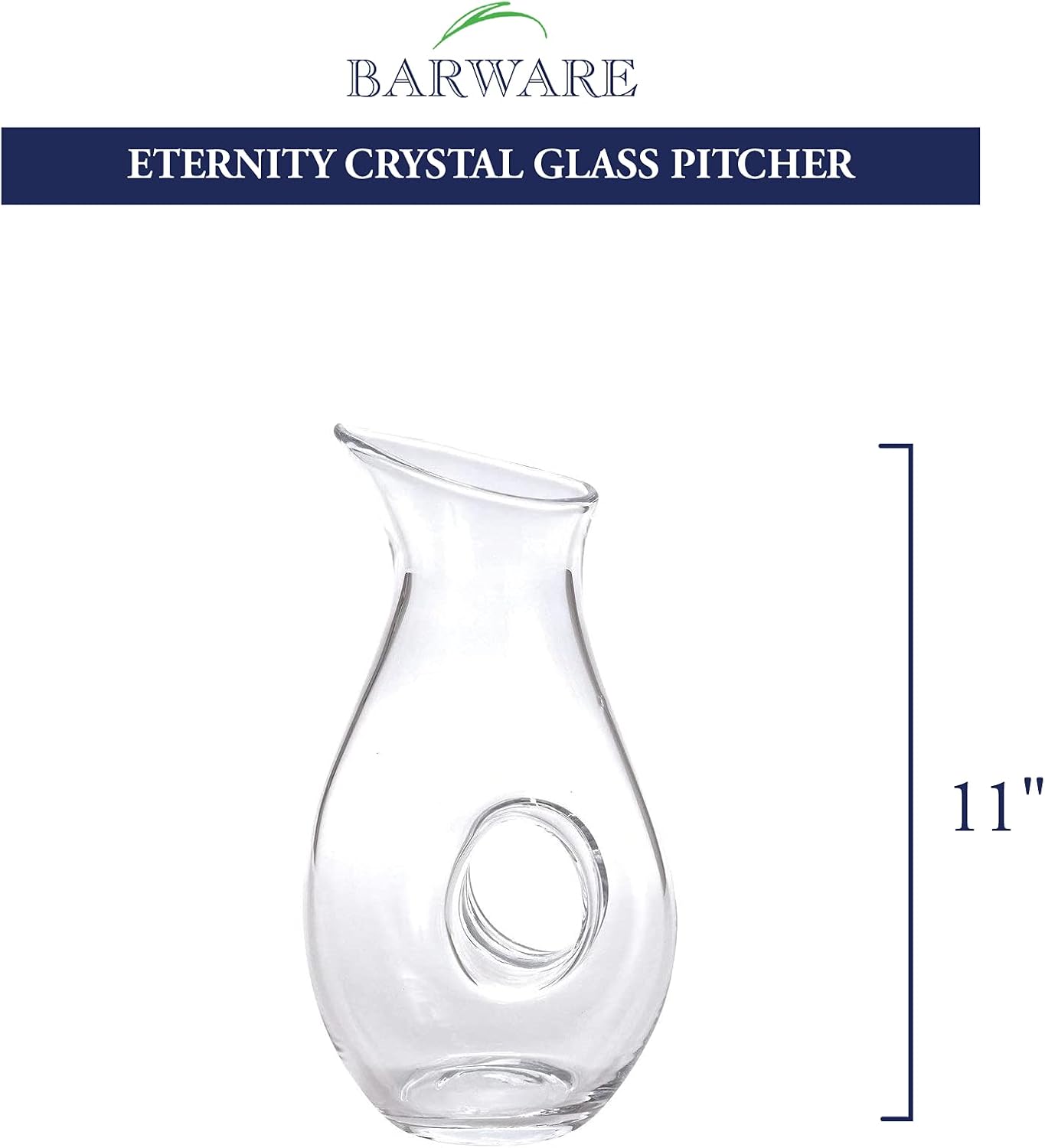 Premium 28 oz European Hand-Blown Crystal Glass Pitcher - Lead-Free Elegant Water Pitcher for Wine, Iced Tea, Juice & Lemonade | Perfect for Dinner Parties, Weddings & Home Decor